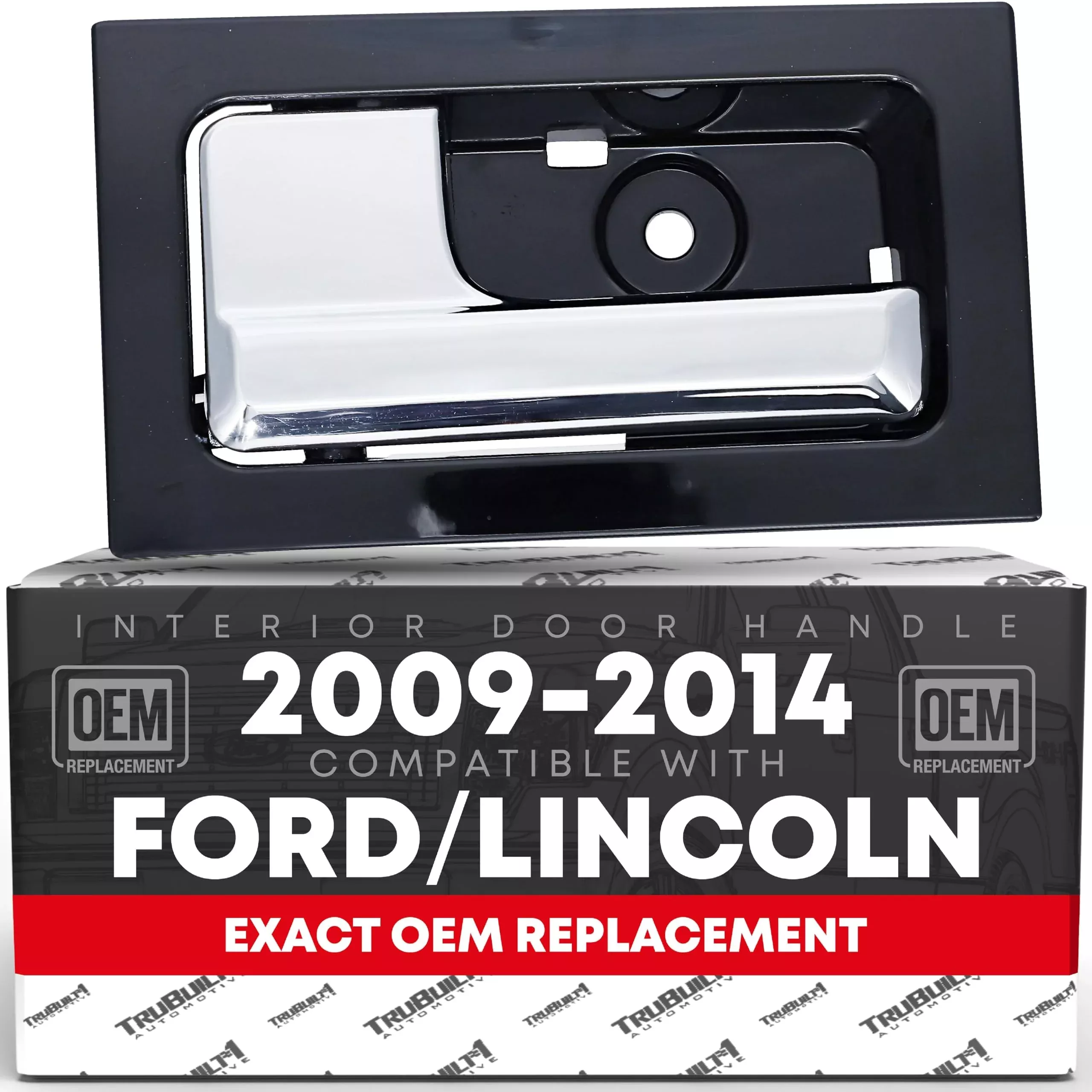 T1A Interior Front or Rear Driver Door Handle - Compatible with 2013-2014 Ford F-150, 2010 Ford F-150 Crew Cab, 2011 Ford Lobo - Chrome, Black - AL3Z-1522601-BB, CL3Z-1522601-GA, 9L3Z-1522601-CB - Driver Side - Shinny Black/Chrome Handle