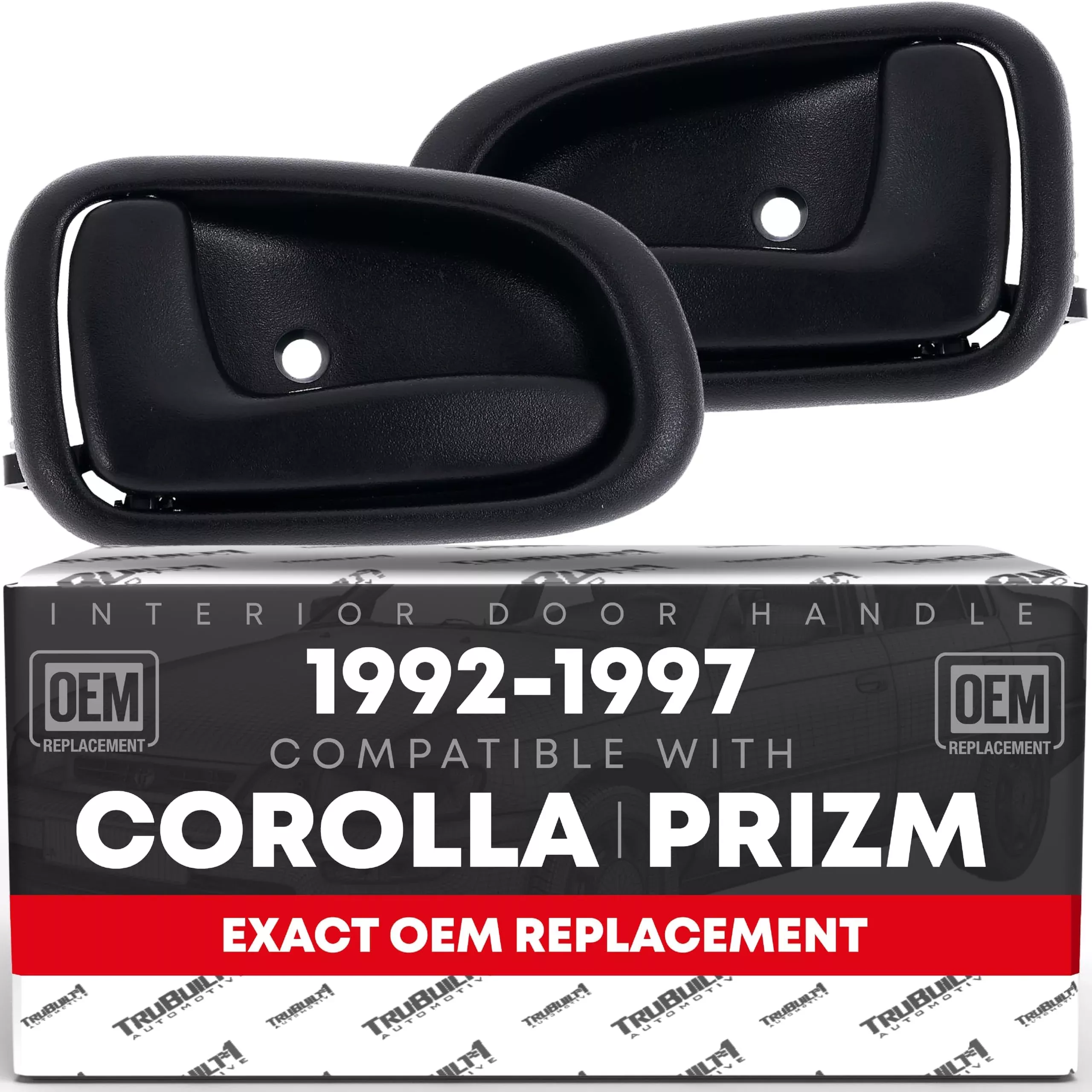 T1A Interior Front or Rear Driver and Passenger Door Handle Replacement Set - Compatible with 1993-1996 Chevrolet Geo Prizm - Gray, Plastic - OEM 69206-12130-G, 69205-12130-G