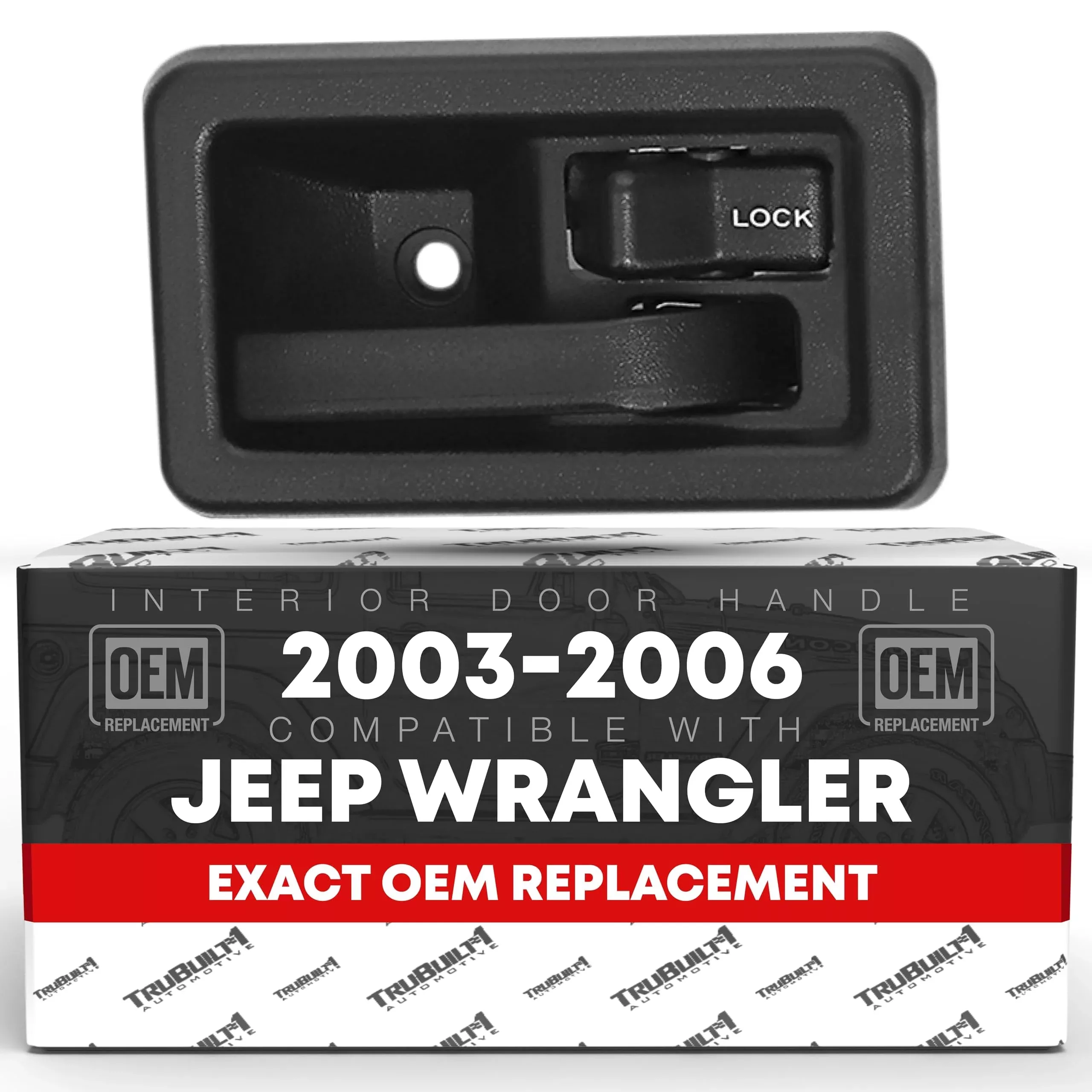 T1A Interior Front Passenger Door Door Handle - Compatible with 2003-2006 Jeep Wrangler - Textured Black, Plastic - OEM 55176476AC, 15714 - Passenger Door Handle