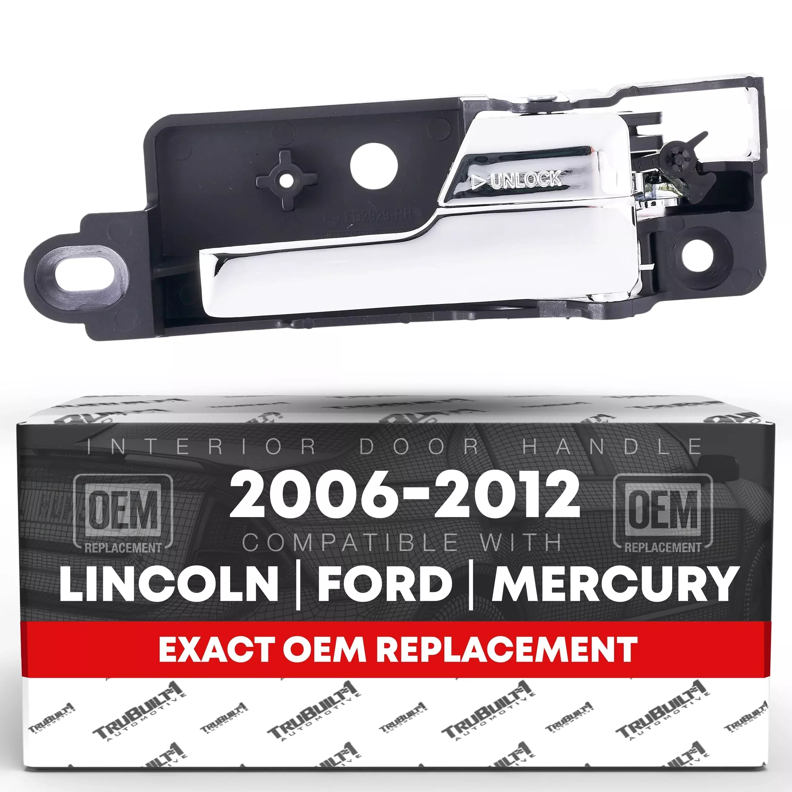 T1A Interior Front Passenger Door Handle - Compatible with 2006-2012 Ford Fusion, 07-12 Lincoln MKZ, 06-11 Mercury Milan - All Chrome - Plastic - OEM 6E5Z5422600AA, 81701 - Front Passenger Handle