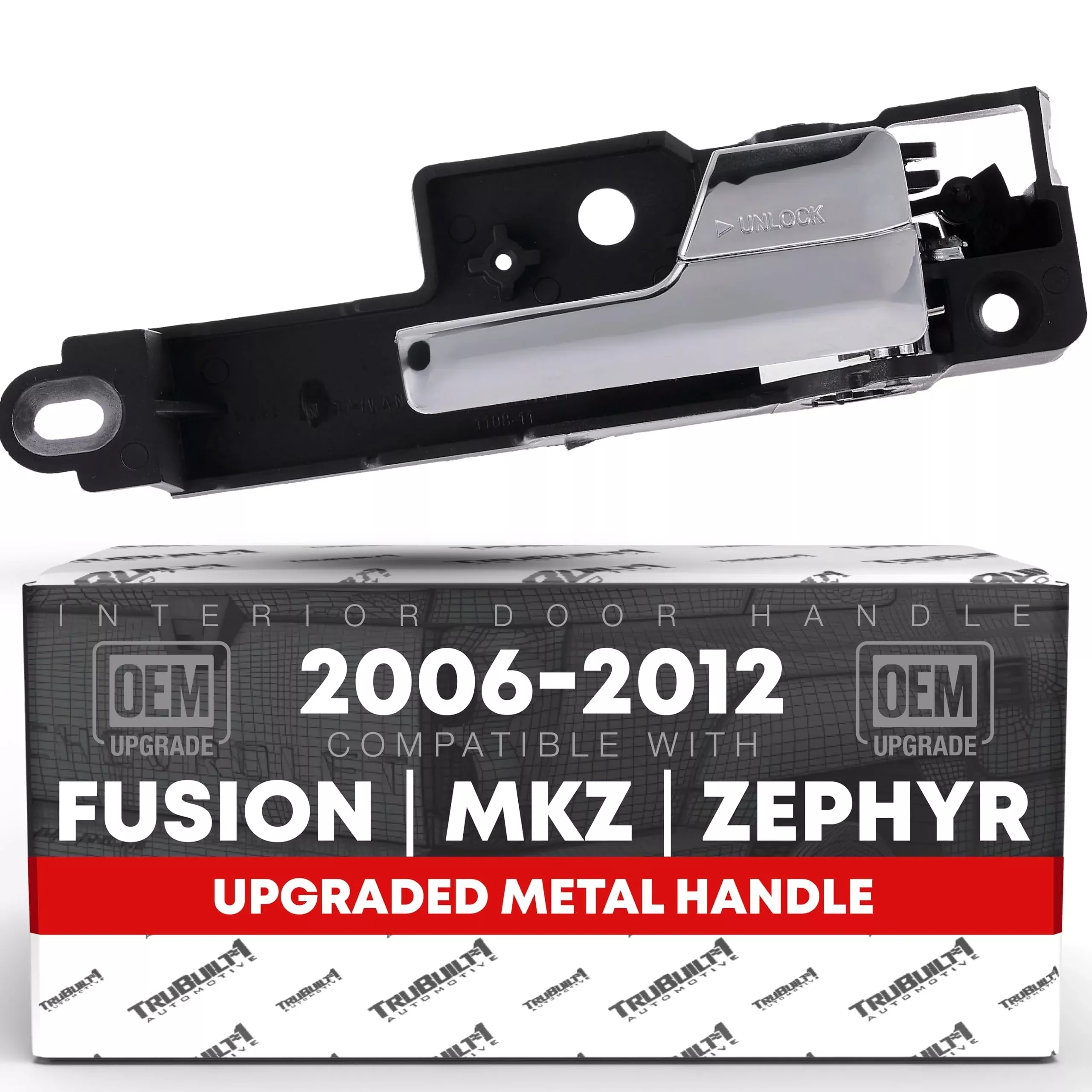 T1A Interior Front Passenger Door Handle Replacement - Compatible with 2006-2012 Ford Fusion; 07-12 Lincoln MKZ; 06-11 Mercury Milan - All Chrome, Metal Lever - OEM 6E5Z5422600AA, 81701 - Front Passenger Handle - Metal