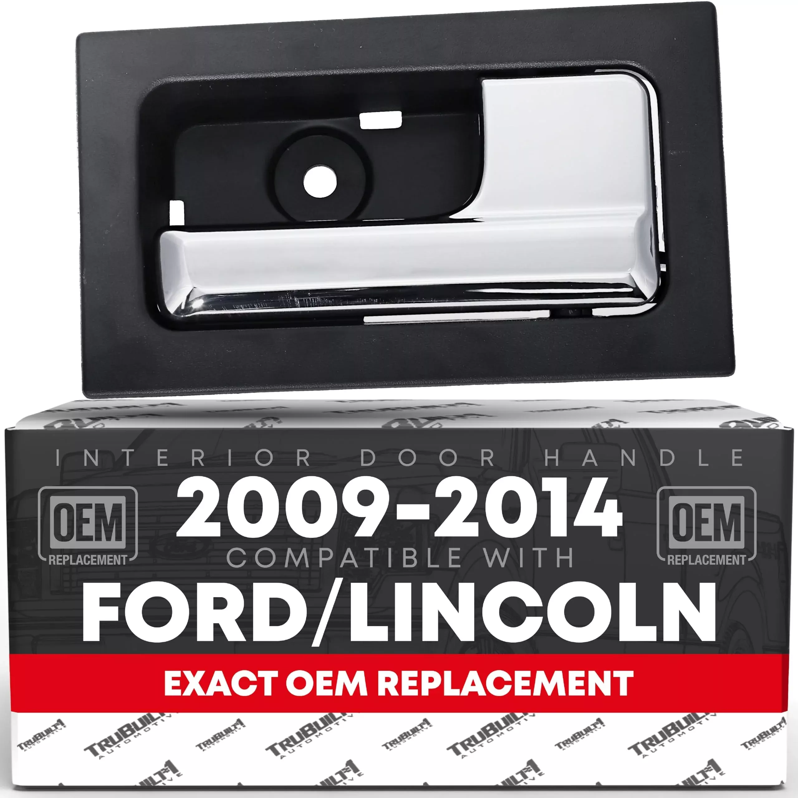 T1A Interior Front/Rear Passenger Door Handle - Compatible with 2009-2014 Ford F-150, 09-14 Ford Lobo, 10-14 Lincoln Mark LT - Chrome, Black - OEM CL3Z-1522600-EA, CL3Z1522600FA, 90825, FO1353152 - Passenger Side - Black/Chrome Handle