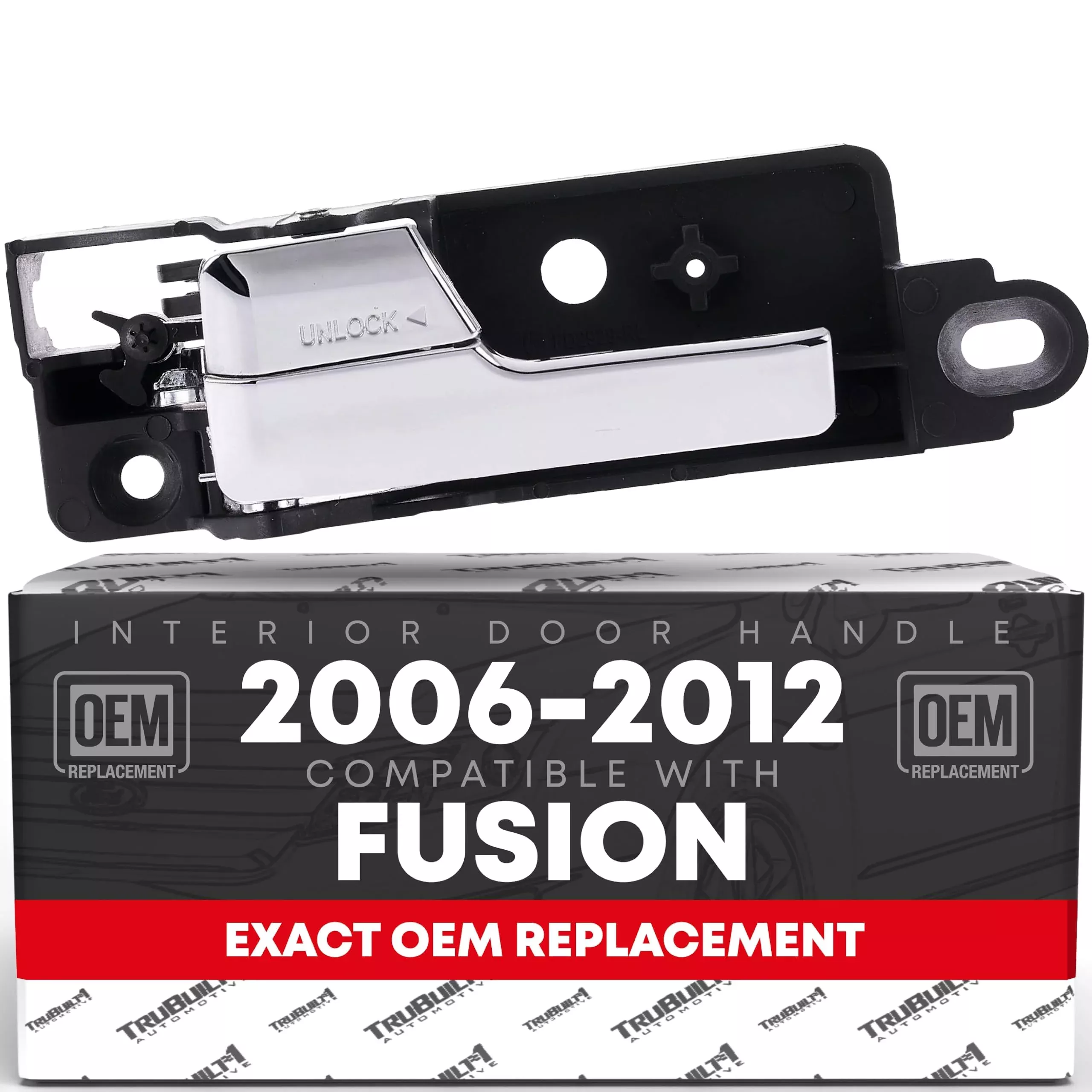 T1A Interior Rear Driver Door Handle Replacement - Compatible with 2006-2012 Ford Fusion, 06-11 Mercury Milan, 06-12 Lincoln MKZ - All Chrome, Plastic - OEM 6E5Z5422601B, BE5Z5422601A, 81704 - Rear Driver Handle