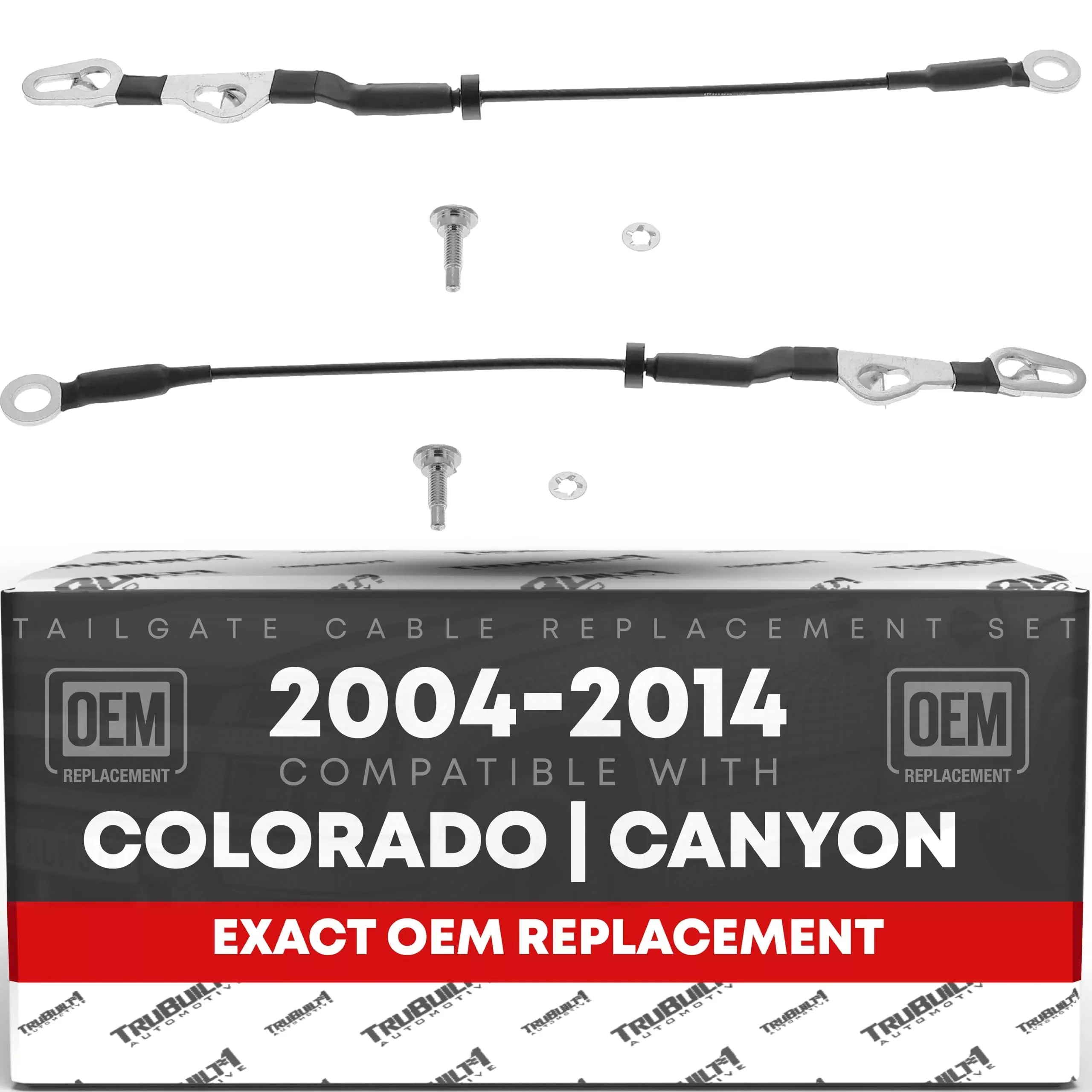 T1A Tailgate Cable Replacement Set, Rear Left & Right Side - Compatible with 2004-2014 Chevrolet Colorado; 04-14 GMC Canyon - Tailgate Support Cable Straps, Metal - OEM 15136257, 19120079, 38539