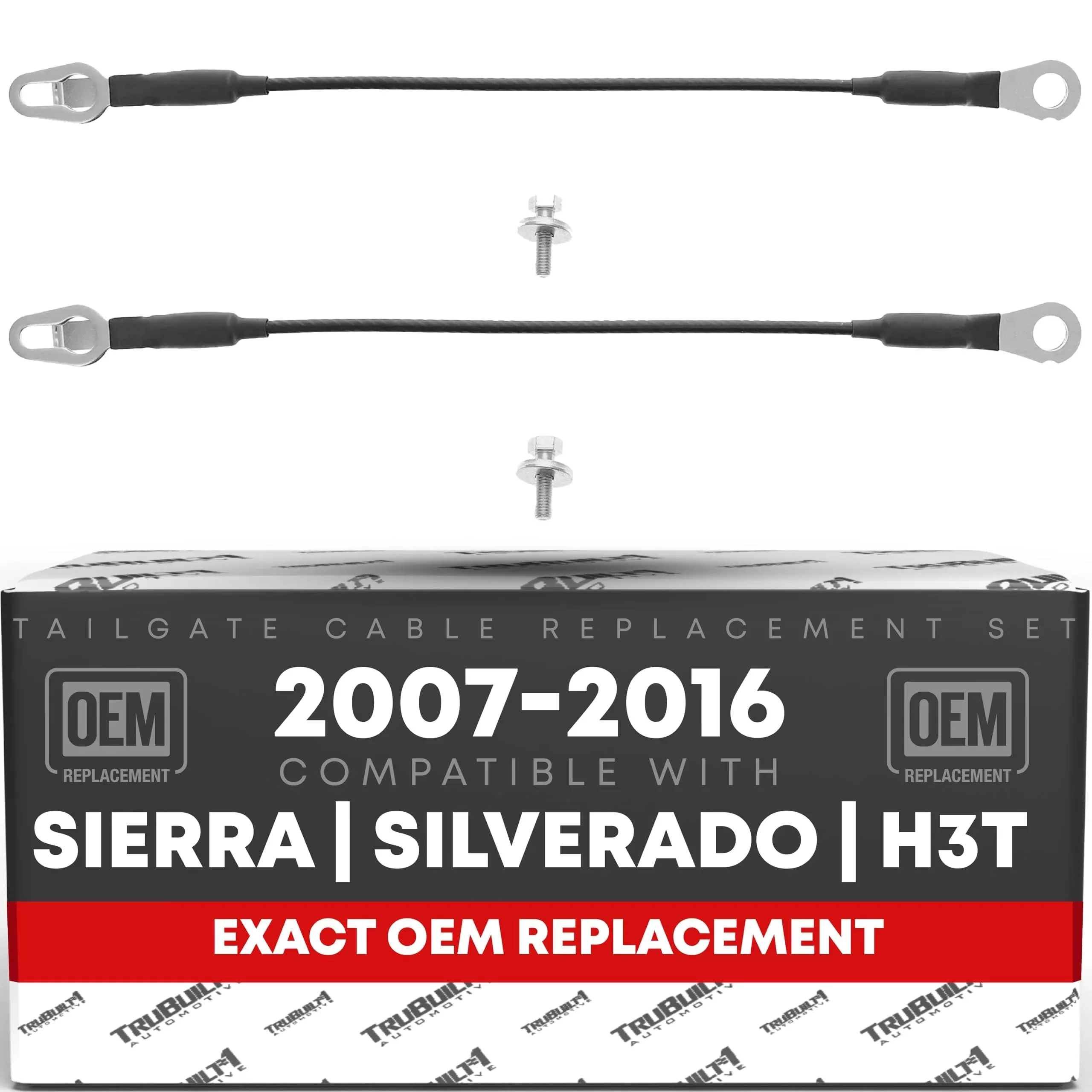 T1A Tailgate Cable Replacement Set, Rear Left & Right Side - Compatible with 2007-2016 Chevrolet Silverado; 07-16 GMC Sierra - Tailgate Support Cable Straps, Metal - OEM 11609938, 15283049, 38510