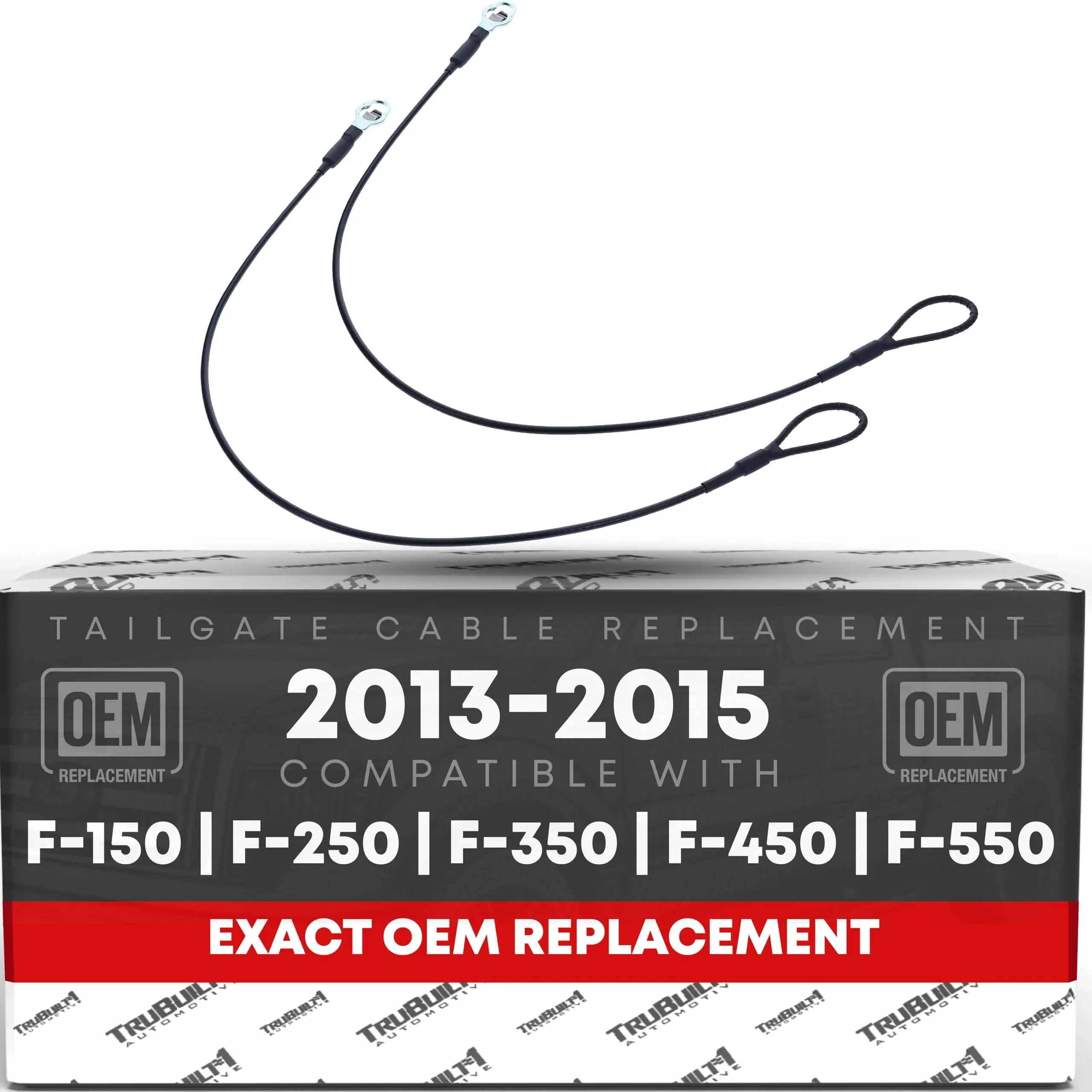 T1A Tailgate Cable Replacement Set, Rear Left & Right Side - Compatible with 2013-2015 Ford F-15 F-250 F-350 F-450 F-550 Super Duty - Tailgate Support Cable Straps, Metal 18 3/5" - OEM DC3Z-9943052-A