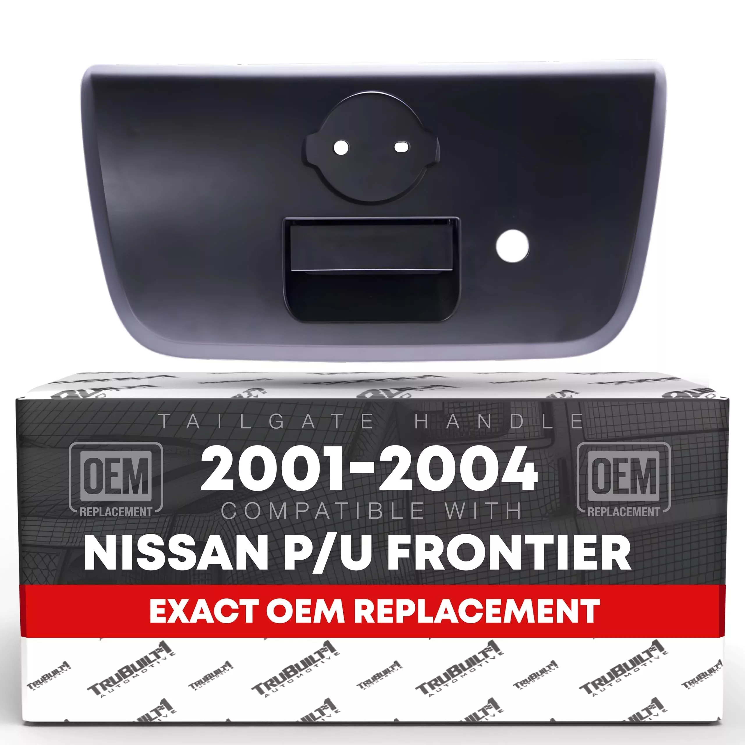 T1A Tailgate Handle Assembly, Compatible with 2001-2004 Nissan Pick Up Frontier - Textured Black - OEM 90606-8Z400, 90606-9Z400, 81575