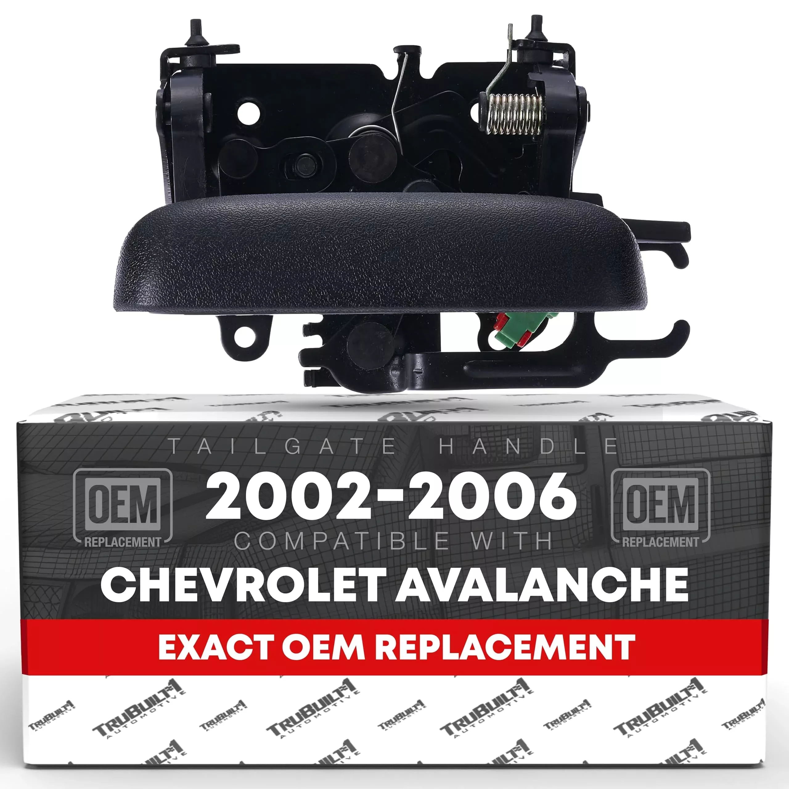 T1A Tailgate Handle Assembly - Compatible with 2002-2006 Chevrolet Avalanche 1500, 02-06 Avalanche 2500; 02-06 Cadillac Escalade EXT - Liftgate Latch Handle - Textured Black - OEM 15086873, 19209650 - Black Handle