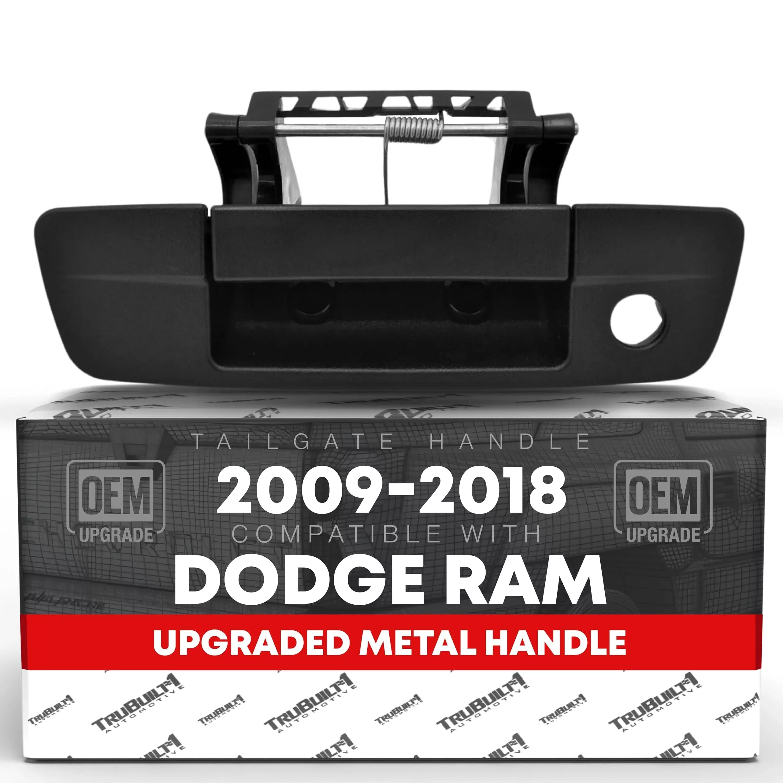 T1A Tailgate Handle Assembly, Upgraded Metal w/Keyhole - Compatible with 2009-2012 Dodge Ram 1500, 10-12 Dodge Ram 2500, 10-12 Dodge Ram 3500 - OEM 68044904ADA, 68044904AB, 55397292AB, 55397292AA