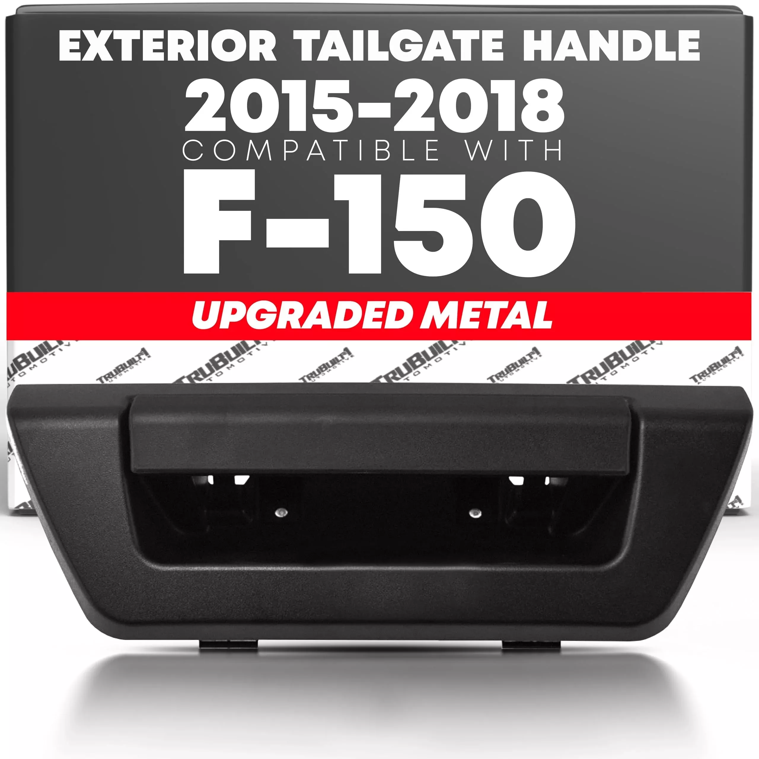 T1A Tailgate Handle & Bezel Assembly, Upgraded Metal - Compatible with 2015-2017 Ford F-150 - Exterior Lift Gate Latch Set - Textured Black - No Camera, LED Hole - OEM FL3Z-9943400-JA, 97695
