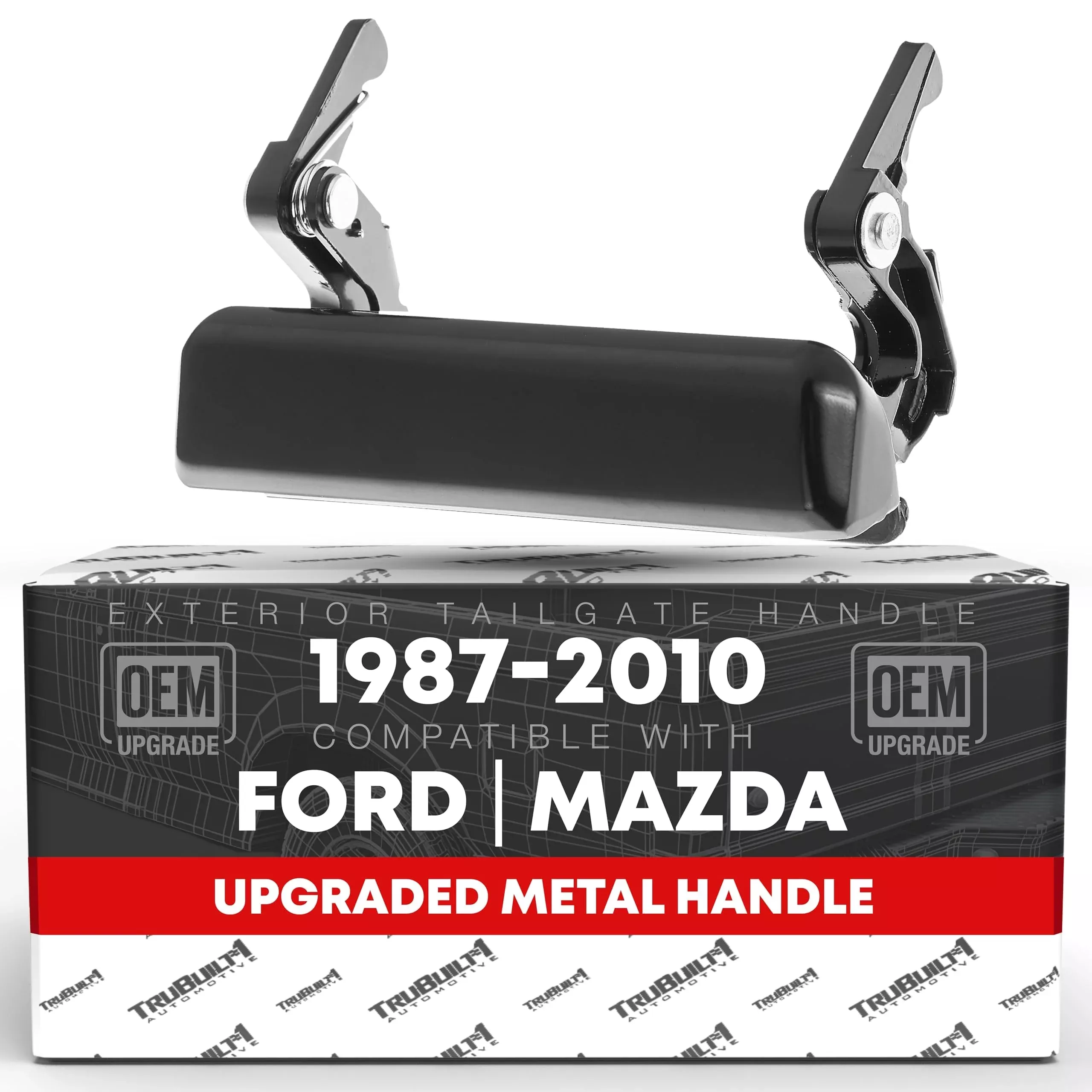 T1A Tailgate Handle Latch Assembly, Upgraded Metal - Compatible with 1993-2003 Ford Ranger; 1994-2010 Mazda B2300, B4000, 98-01 Mazda B2500, 94-08 Mazda B3000 - OEM F87Z-9943400-AAF, 79603, FO1915103 - Tailgate Handle - Metal