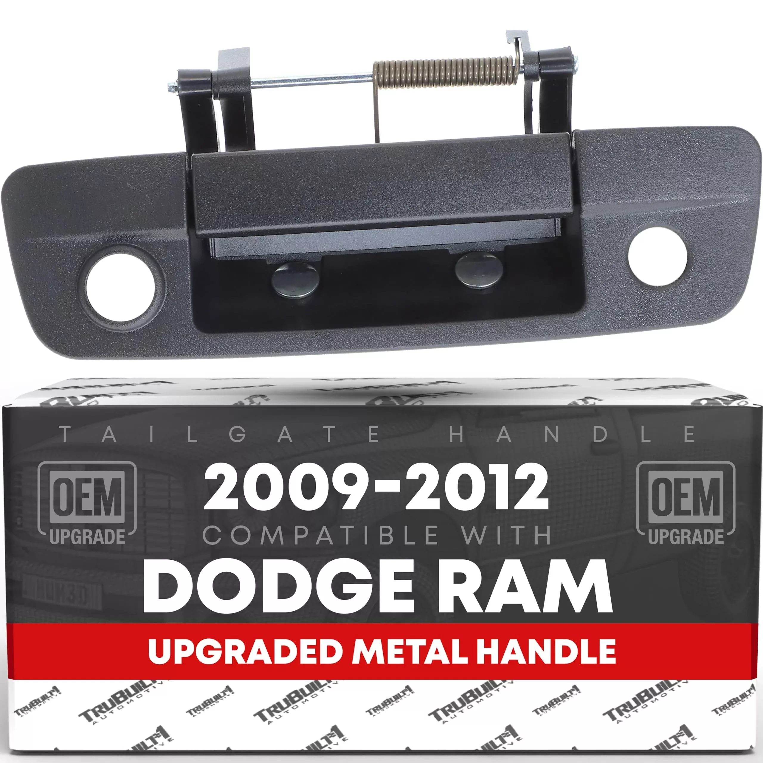 T1A Tailgate Handle Latch Replacement, Upgraded Metal - Compatible with 2009-2012 Dodge Ram 1500 2500 3500 - Textured Black w/Keyhole, Camera Hole - OEM 68044906AE, 68044906AB, 93511