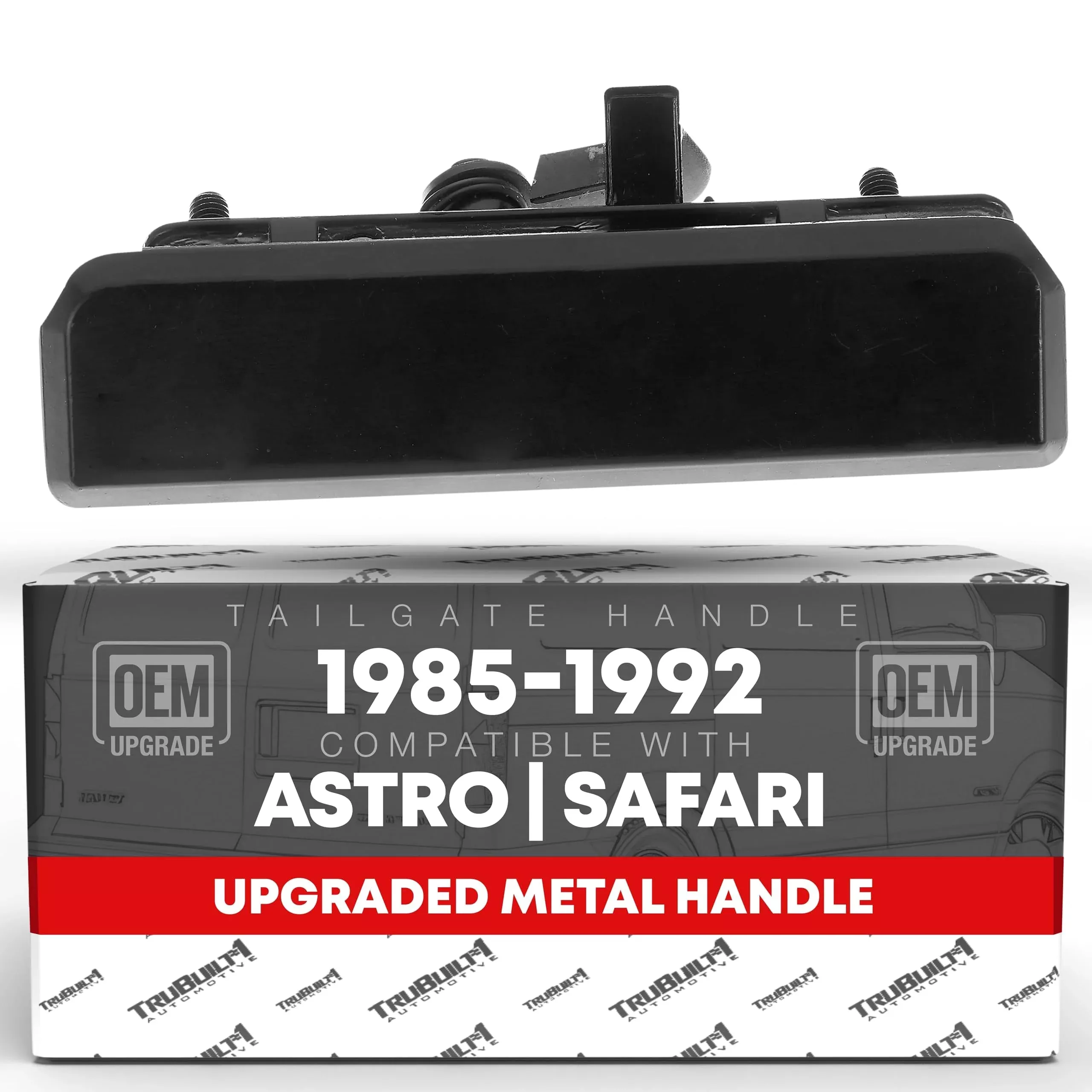 T1A Tailgate Handle Replacement - Exterior Rear Cargo - Compatible with 1985-1992 Chevrolet Astro; 1985-1992 GMC Safari - Smooth Black, Metal - OEM 12381253, 15571270, 15999938, 77079 - Tailgate Handle