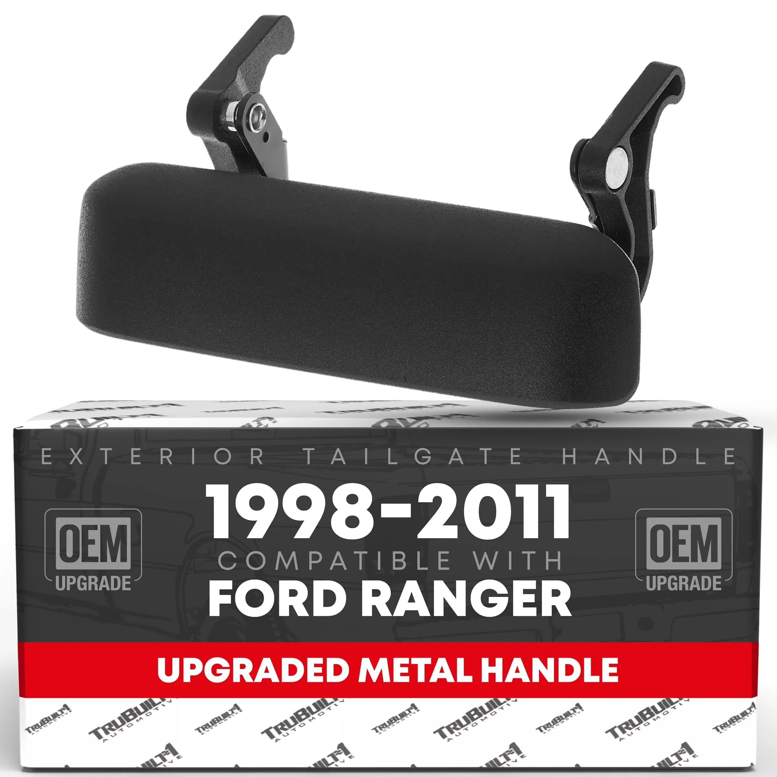 T1A Tailgate Handle Upgraded Metal - Compatible with 1998-2011 Ford Ranger - Textured Black - OEM 1L5Z9943400AAA, 1L5Z-9943400-AAA, 1L5Z 9943400-AAATEX, 77872, FO1915109 - Metal Tailgate Handle