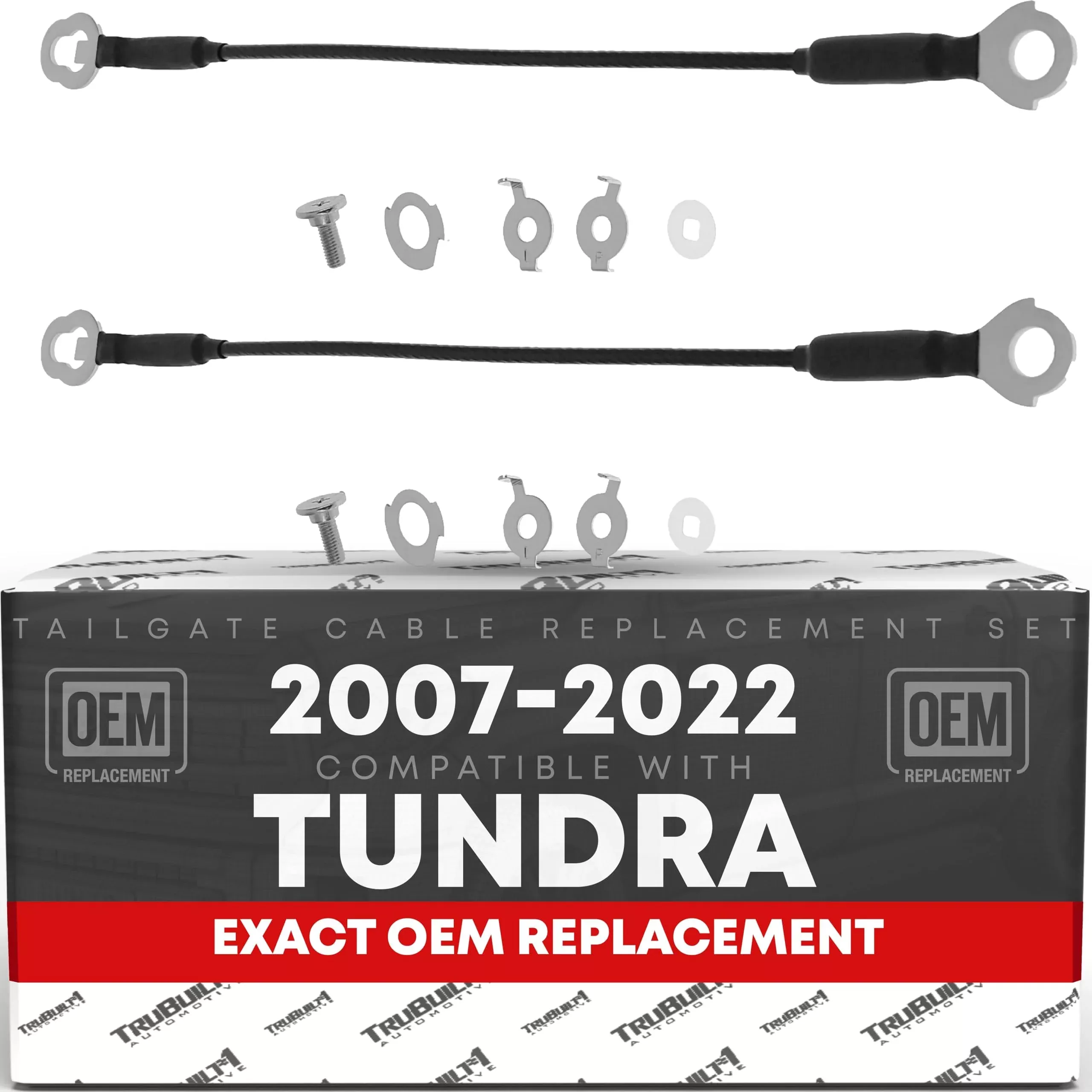 Tailgate Cable Replacement Set, Rear Left & Right Side - Compatible with 2007-2022 Toyota Tundra - Tailgate Support Cable Straps, Metal 17 3/4" Long - OEM 65770-0C060, 65770-0C070