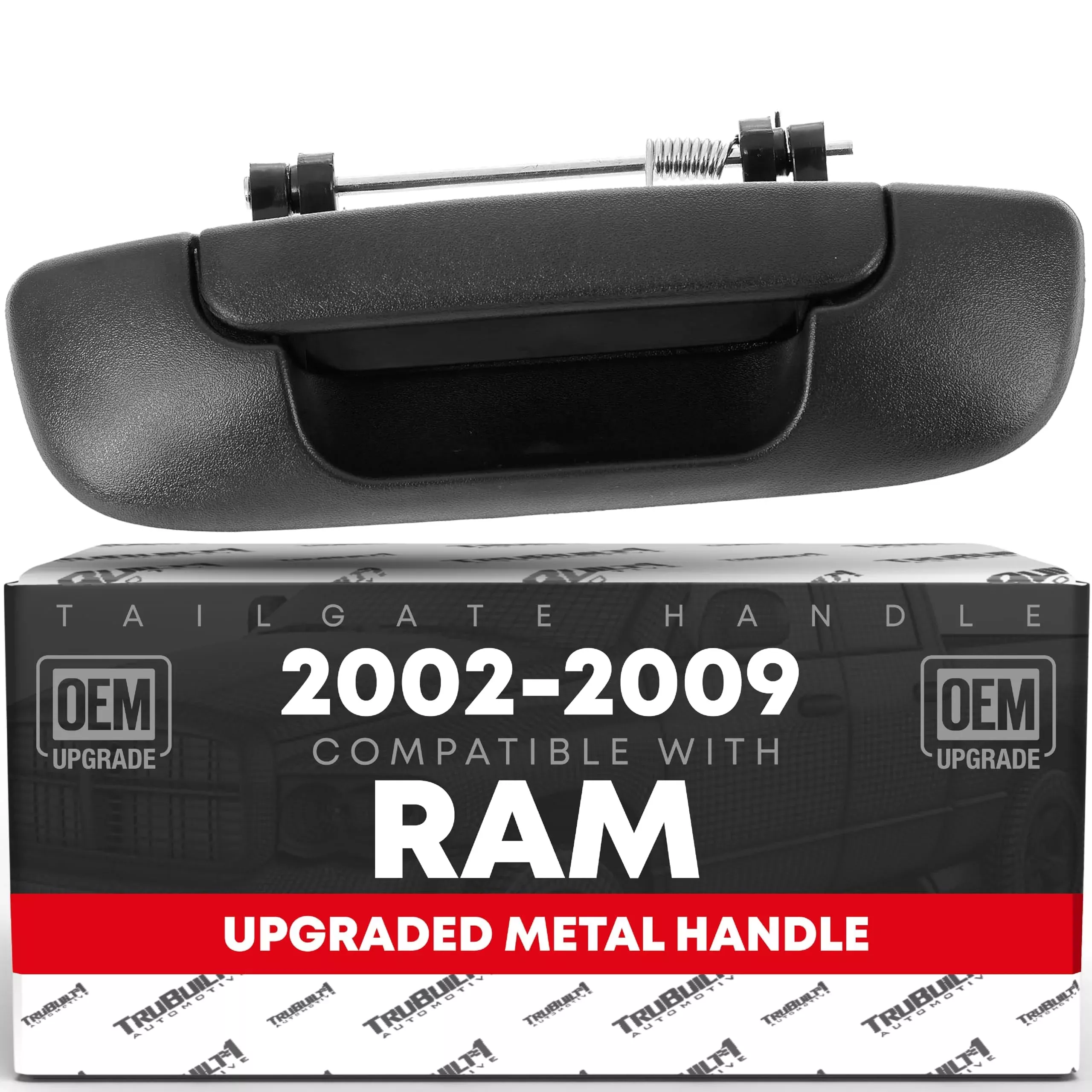 Tailgate Handle Assembly Replacement, Upgraded Metal with Keyhole - Compatible with 2002-2009 Dodge Ram - Liftgate Latch Handle Replacement - Textured Black Body, Plastic Housing - OEM 55276237AA-MT - Texture Tailgate Handle