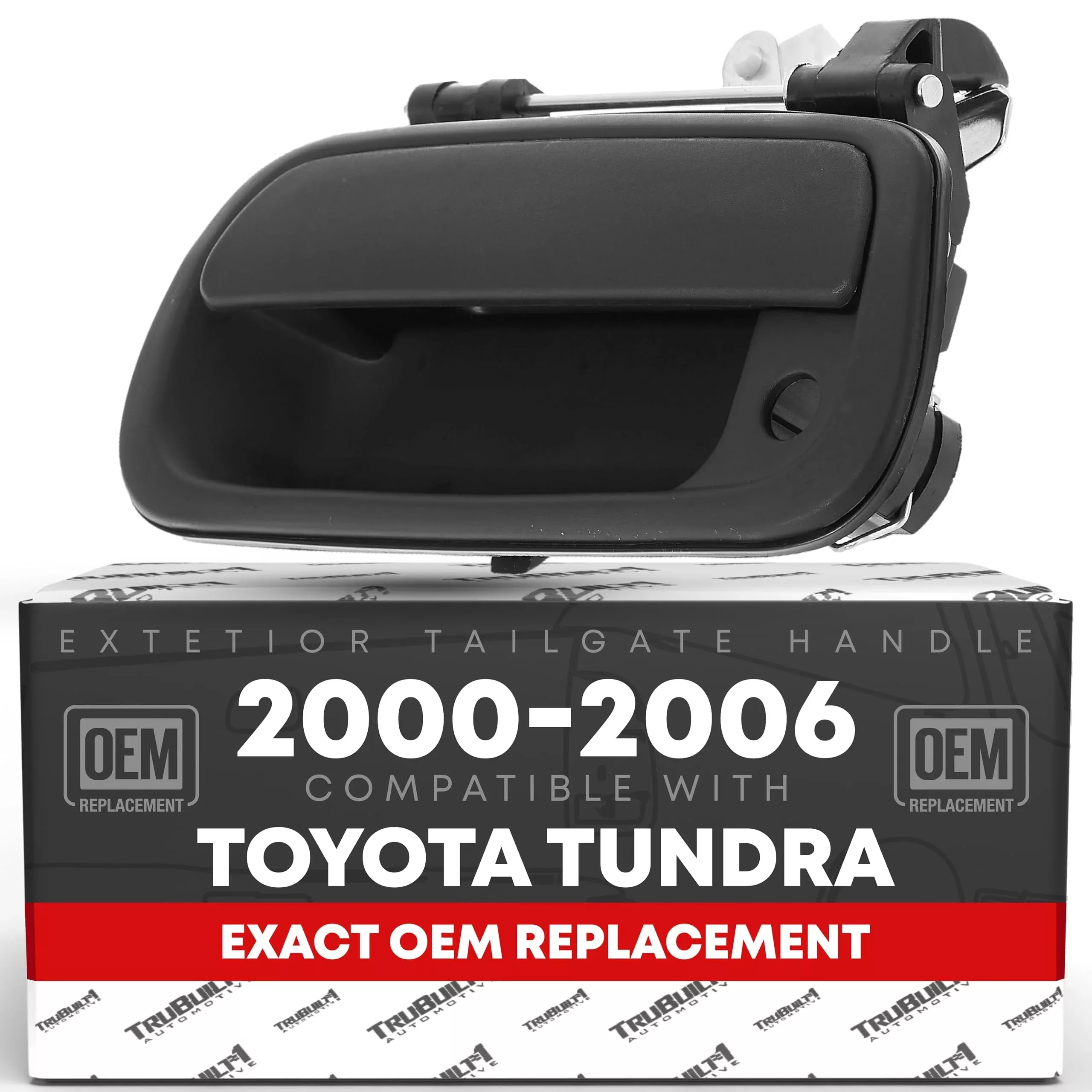Tailgate Handle Assembly Replacement with Keyhole - Compatible with 2000-2006 Toyota Tundra - Tail Gate Handle Latch Textured Black - OEM 69090-0C030-C0, 69090-0C010, 80866, TO1915110 - Black Texture