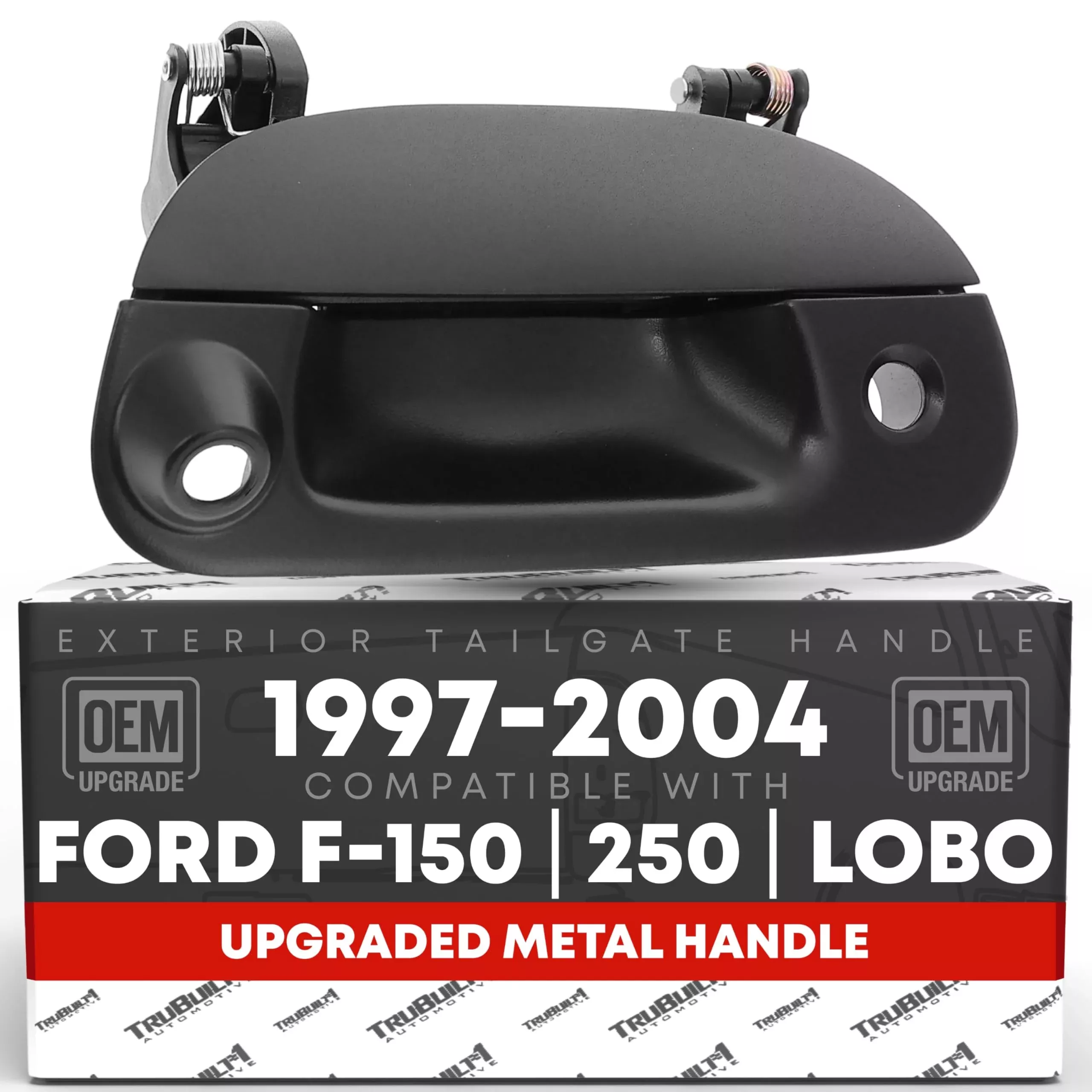 Tailgate Handle Assembly, Upgraded Metal - Compatible with 1997-2003 Ford F-150, 97-99 Ford F-250, 98-03 Ford Lobo - Textured Black w/ Keyhole, Camera Hole - OEM 7L3Z-9943400AA-CAMH-MT, XL3Z9943400AA