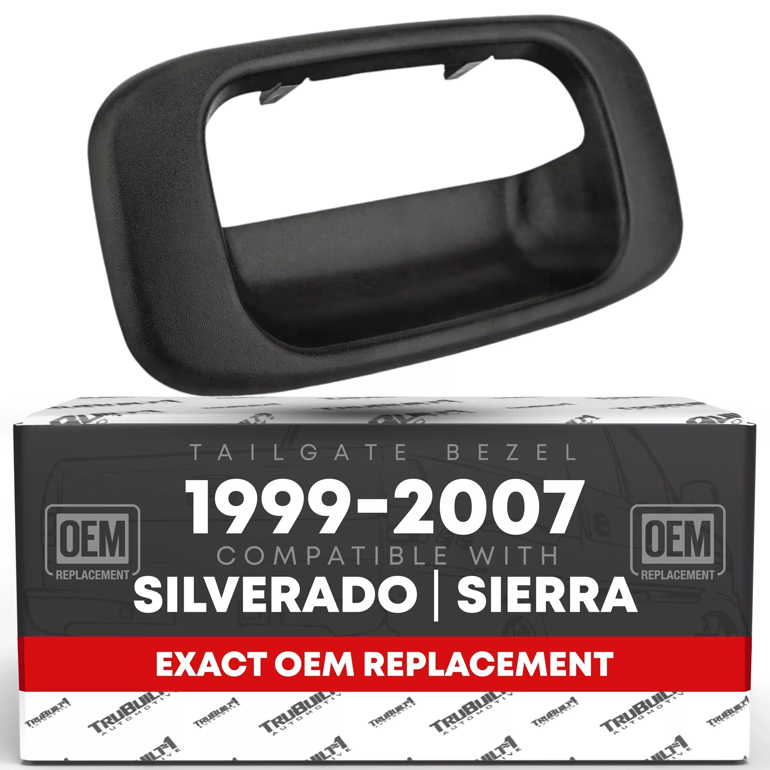 Tailgate Handle Bezel Trim - Compatible with 1999-2007 Chevrolet Silverado & GMC Sierra 1500, 2500 | 2001-2007 for the 3500 - Black - OEM 15228539 - Tailgate Handle Bezel