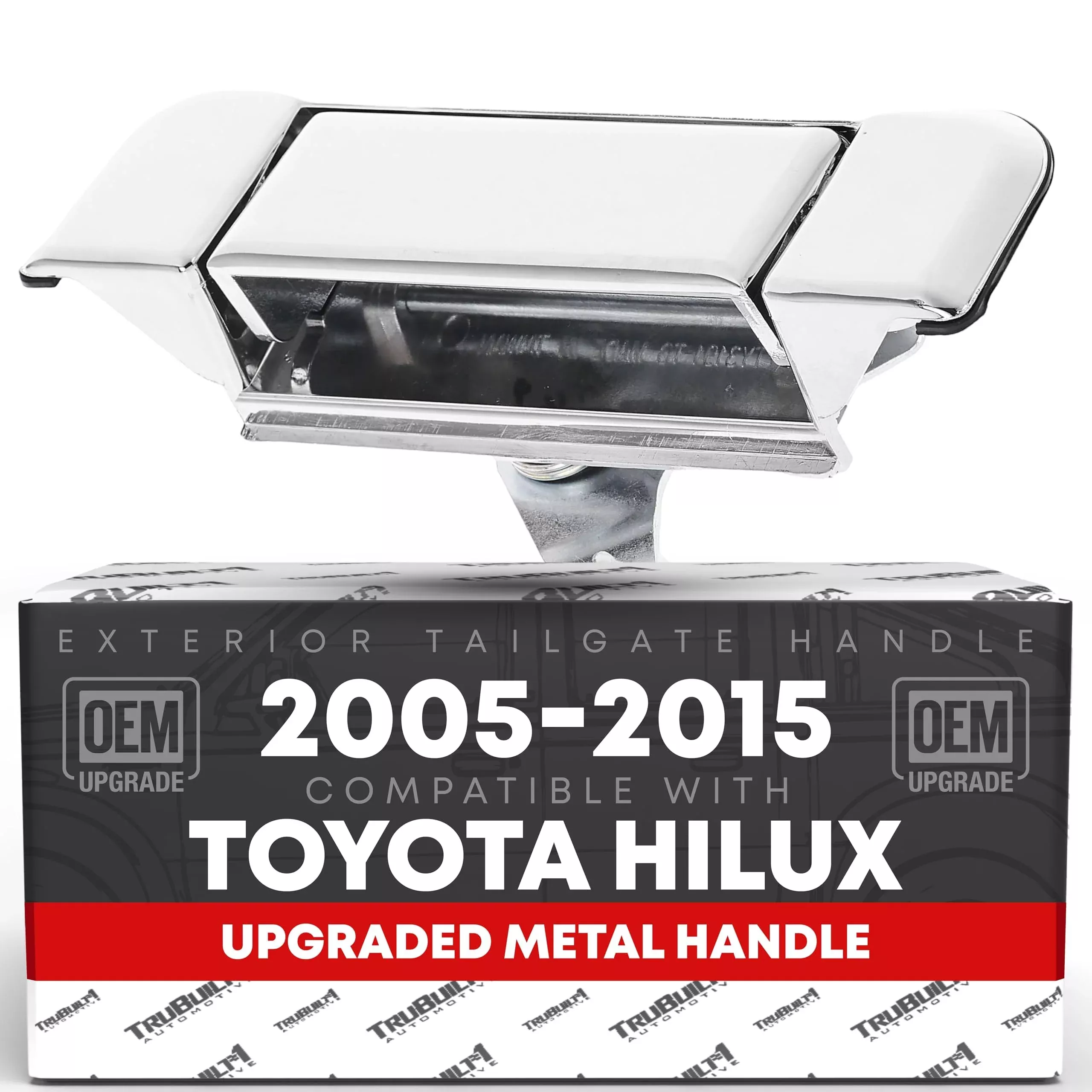 Tailgate Handle Latch Assembly, Upgraded Metal w/Plastic Housing - Compatible with 2000-2006 Toyota Tundra - Exterior Tailgate Assembly, All Chrome w/Keyhole - OEM 69090-0C010