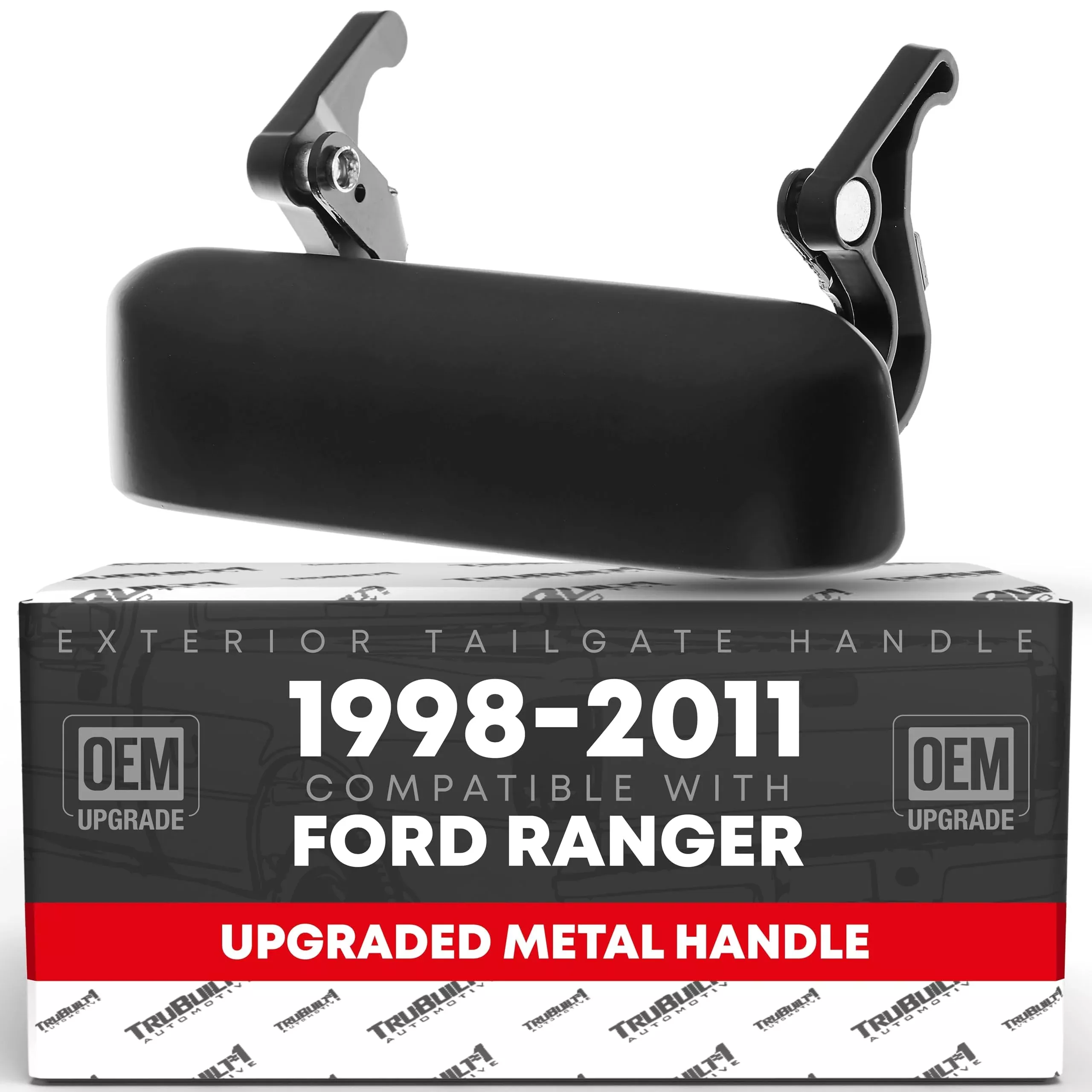 Tailgate Handle Latch, Upgraded Metal - Compatible with 1998-2011 Ford Ranger - Tail Gate Handle Assembly Smooth Black, XL5Z-9943400-AAA, XL5Z-9943400-Metal, 1L5Z9943400AAA, 77872, 90695, FO1915109 - Smooth Tailgate Handle