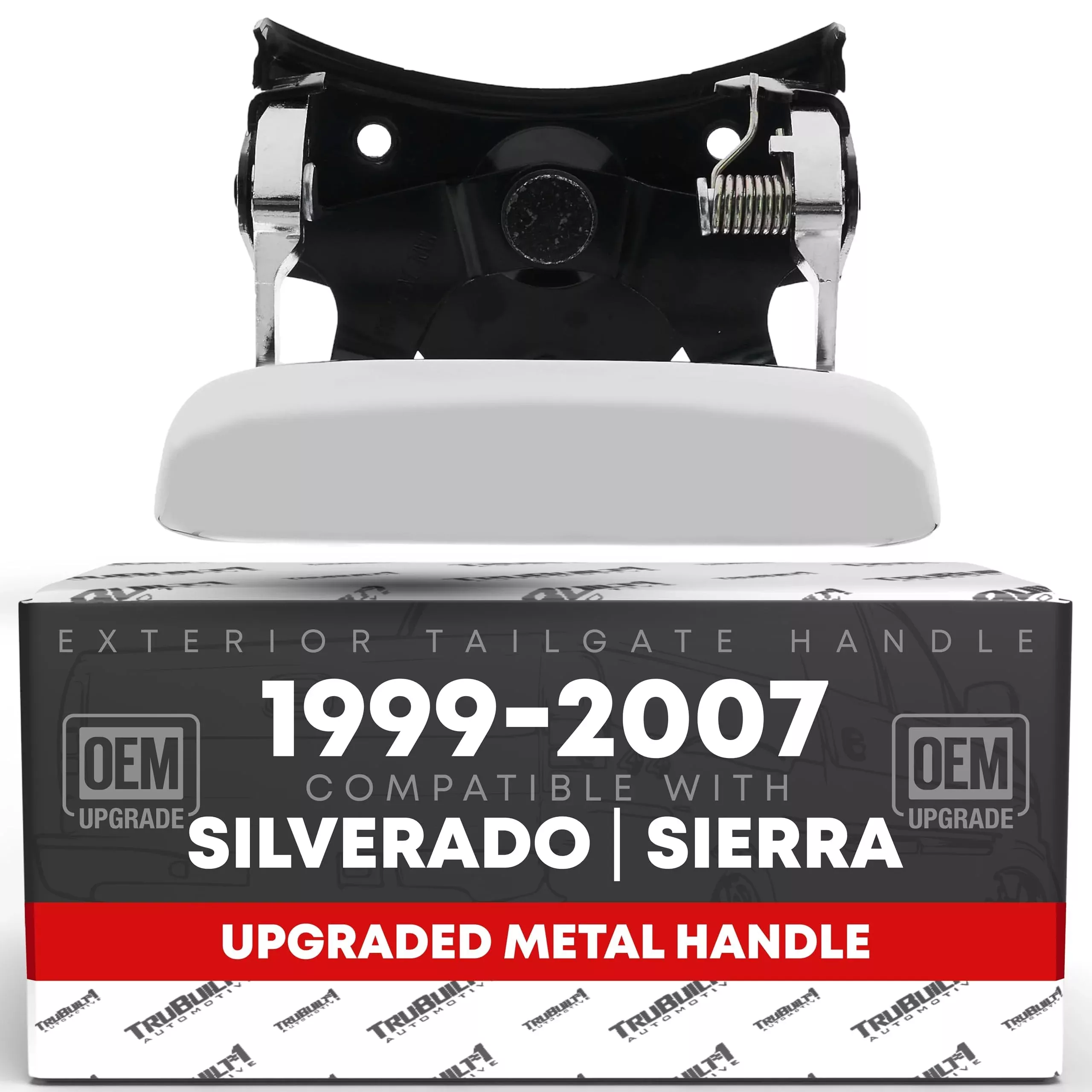 Tailgate Handle Latch, Upgraded Metal - Compatible with 1999-2006 Chevrolet Silverado 1500 2500 3500 Classic HD; GMC Sierra 1500 2500 3500 Classic HD - Tailgate Assembly, All Chrome - OEM 15755402