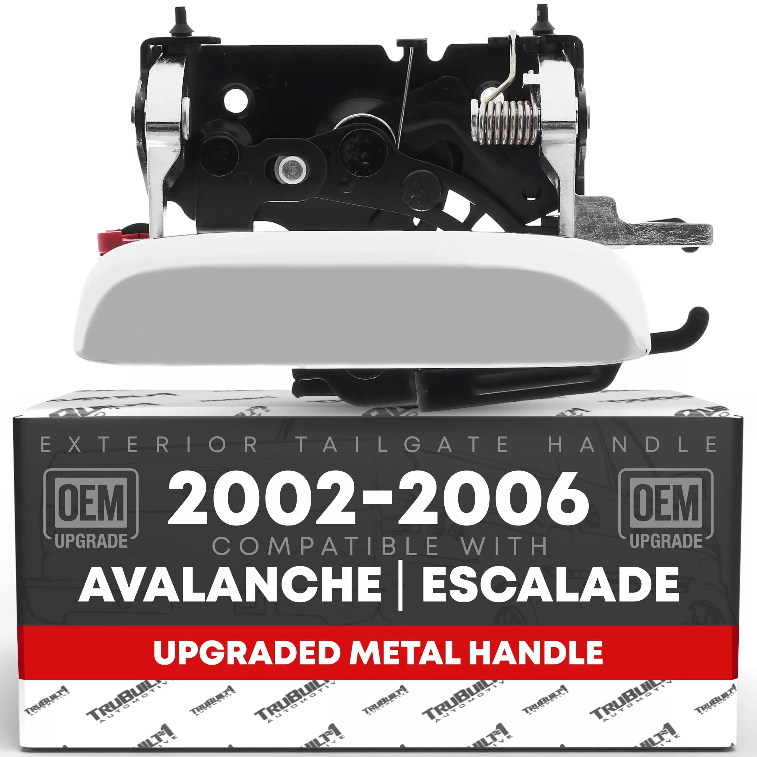 Tailgate Handle Latch, Upgraded Metal - Compatible with 2002-2006 Chevrolet Avalanche 1500 2500; 02-06 Cadillac Escalade EXT - Exterior Tailgate Assembly, All Chrome - OEM 19209650, 15086873, 91135