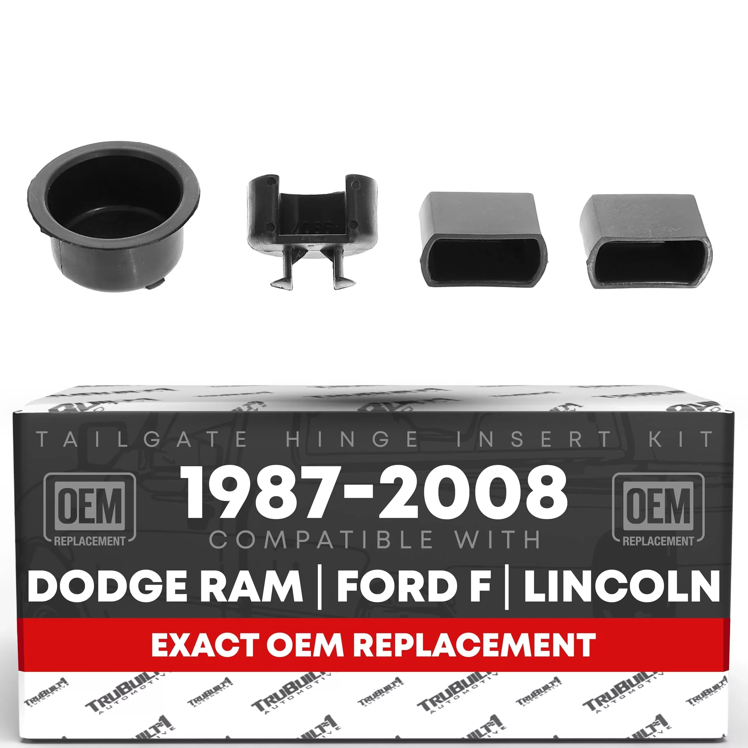 Tailgate Hinge Insert Kit, 4-Piece Set, Driver Side and Passenger Side - Compatible with 1987-2008 Dodge Ram - OEM 38641, 55274936AC, E7TZ99430B22A, F6TZ99430B23AA