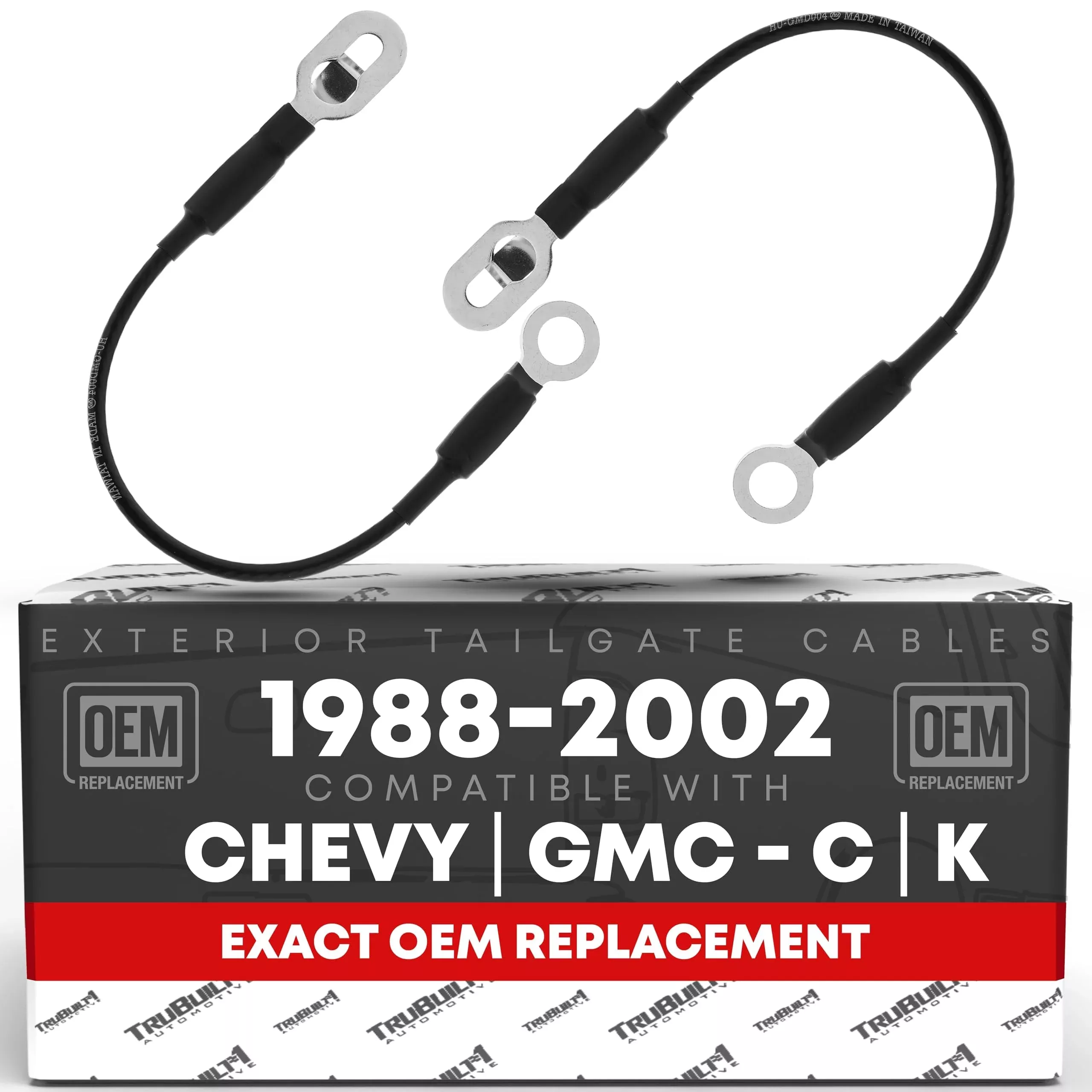 Tailgate Support Cable Straps, Left & Right - Compatible with 1988-2000 Chevrolet GMC C1500, C2500, C3500, C3500HD, K1500, K2500, K3500 - Metal 14-1/4" Long - OEM 15673251, 19244993, 89045648, 38529