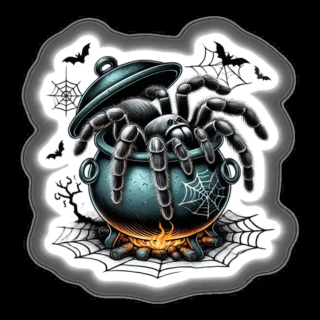 Tarantula Peeking Out of Cauldron Halloween