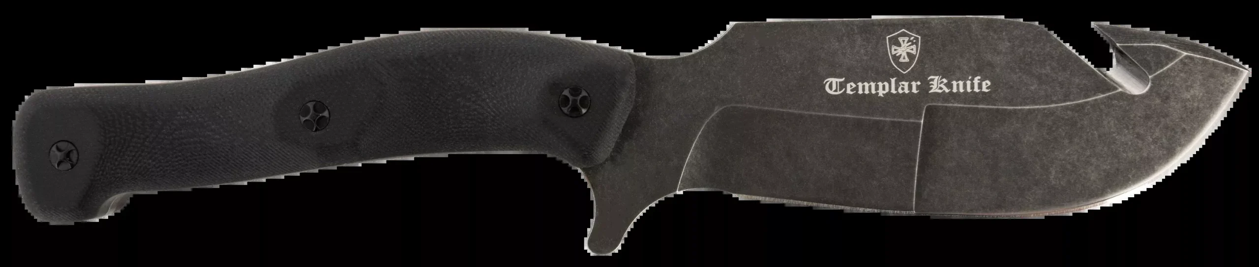 Templar Knife HBK321 Reagan Field Dressing 4.60" Fixed Gut Hook Plain Powder Coated D2 Steel Blade/ 4.55" Black G10 Handle