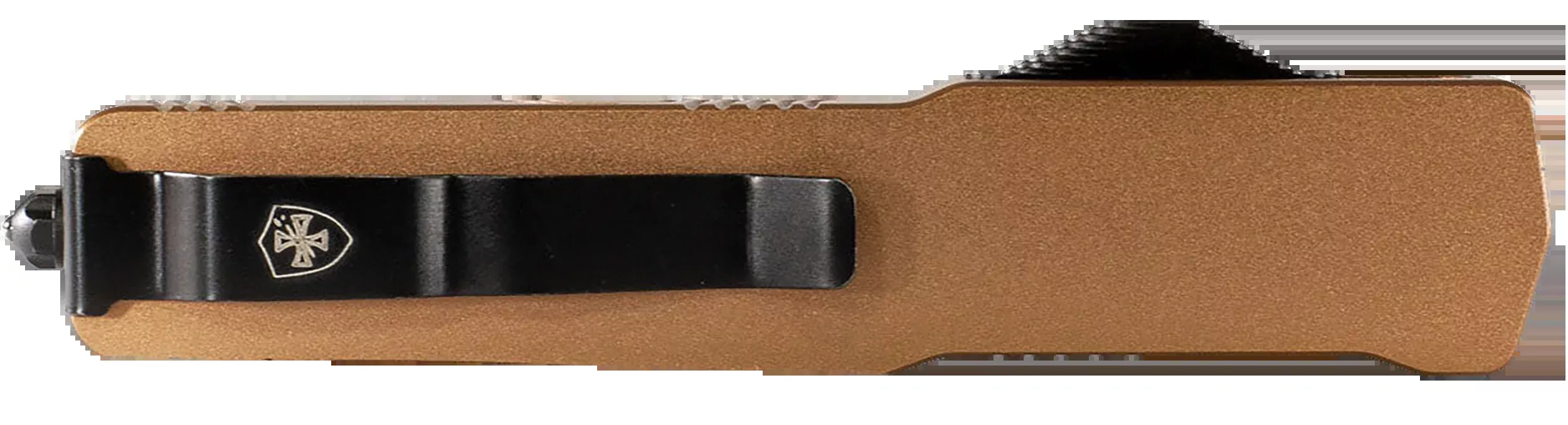 Templar Knife MAAB321 Premium Lightweight Slim 8.09" OTF Drop Point Plain Black Oxide Stonewashed Powdered D2 Steel Blade/4.93" Bronze Anodized Aluminum Handle