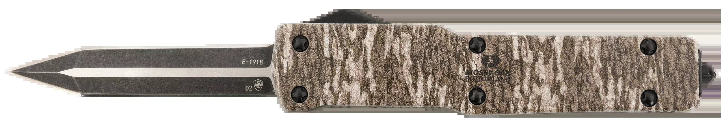 Templar Knife MAMOB121 Mossy Oak Lightweight Slim 3.16" OTF Dagger Plain Black Oxide Stonewashed Powder Coated D2 Steel Blade/ 4.93" Mossy Oak Bottomland Aged Aluminum Handle