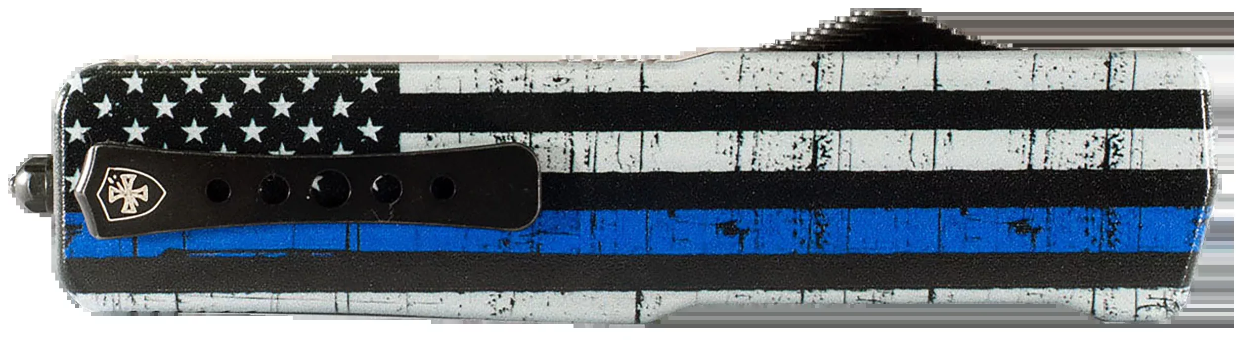 Templar Knife SABTB32 Premium Lightweight Small 3" Fixed OTF Drop Point Plain Black Oxide Stonewashed Powdered D2 Steel Blade/4.50" Black & White w/Blue Line Anodized Aluminum Handle