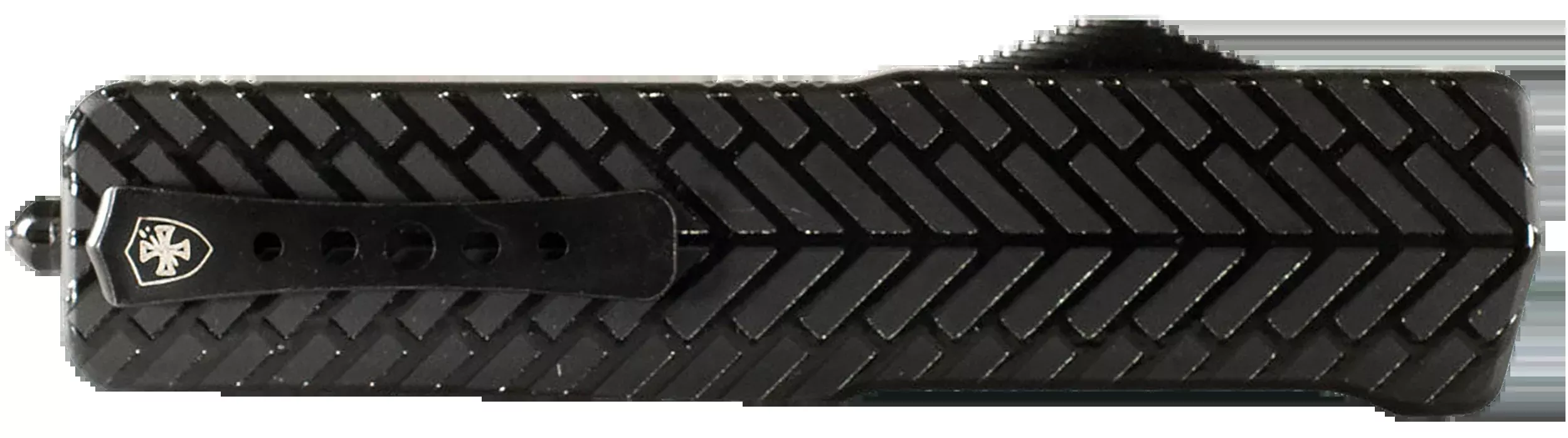 Templar Knife SAHBG32 Premium Lightweight Small 3" OTF Drop Point Plain Black Oxide Stonewashed Powdered D2 Steel Blade/4.50" Black Herringbone Anodized Aluminum Handle