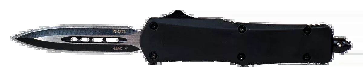 Templar Knife SBR131 Black Rubber Gen II Small 2.69" OTF Dagger Plain Black Oxide Stonewashed 440C SS Blade/ 4.31" Black Rubber/Aluminum Handle Features Glass Breaker Includes Pocket Clip/Sheath