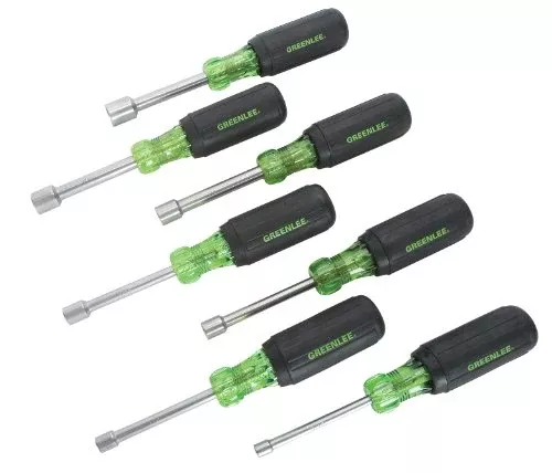 Tempo Greenlee 0253-01C Nut Driver Set with 3-Inch Hollow Shaft, 7-Piece