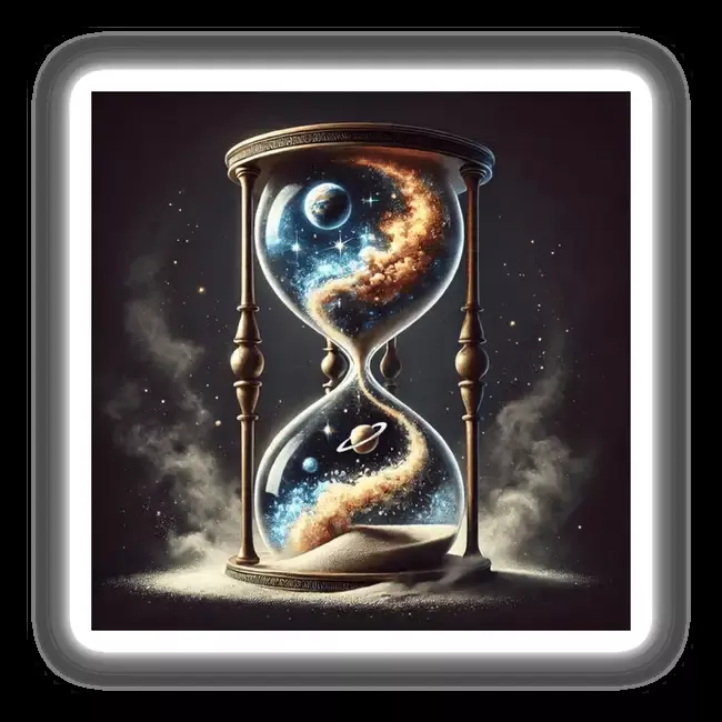 Timeless Sand – Hourglass Filled with Cosmic Dust