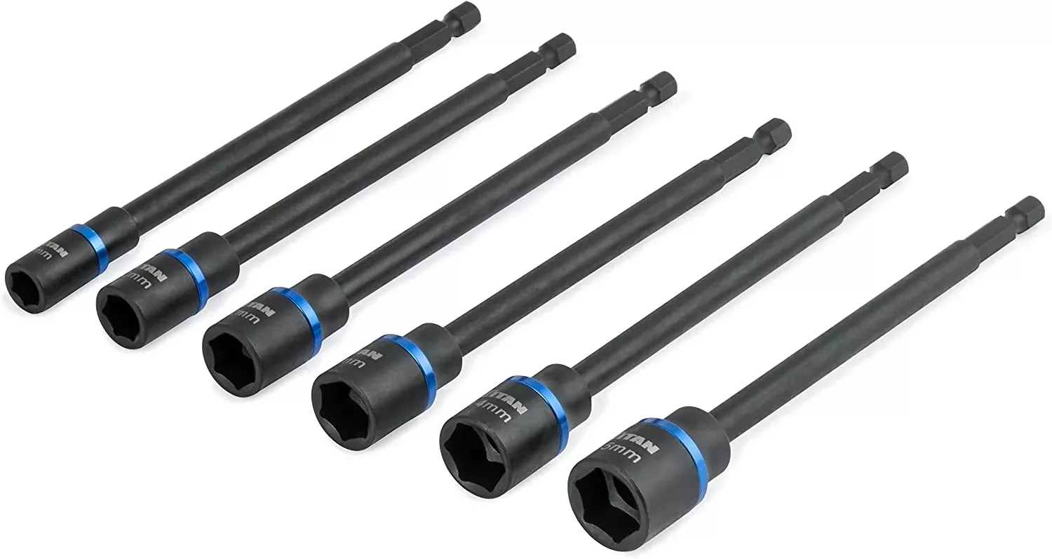 Titan 15245 6pc Metric Impact Nut Driver Set (6" OAL)