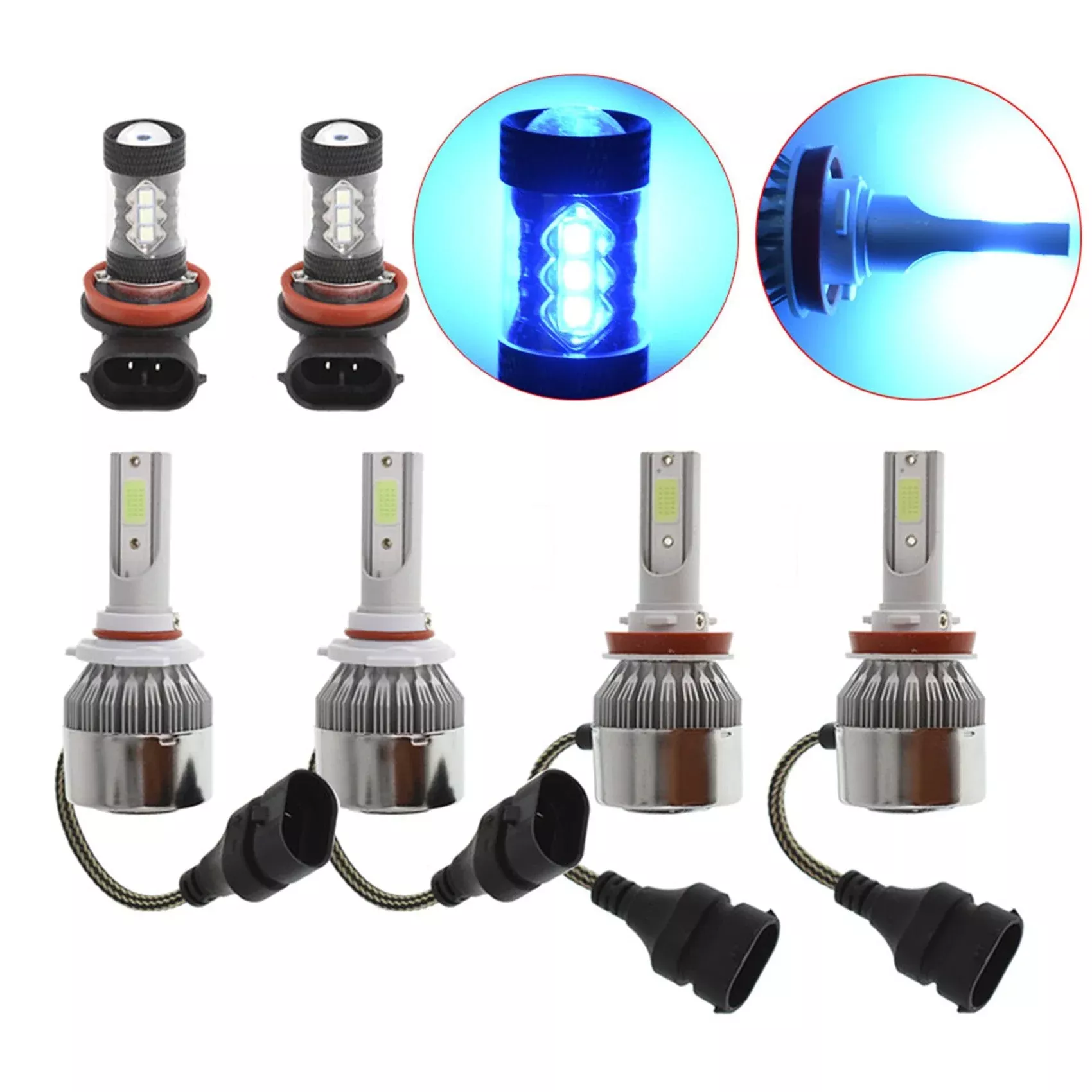 For Toyota Camry 2007-2014 6x Bulbs Kit 8000K LED Headlight + Fog Light Combo