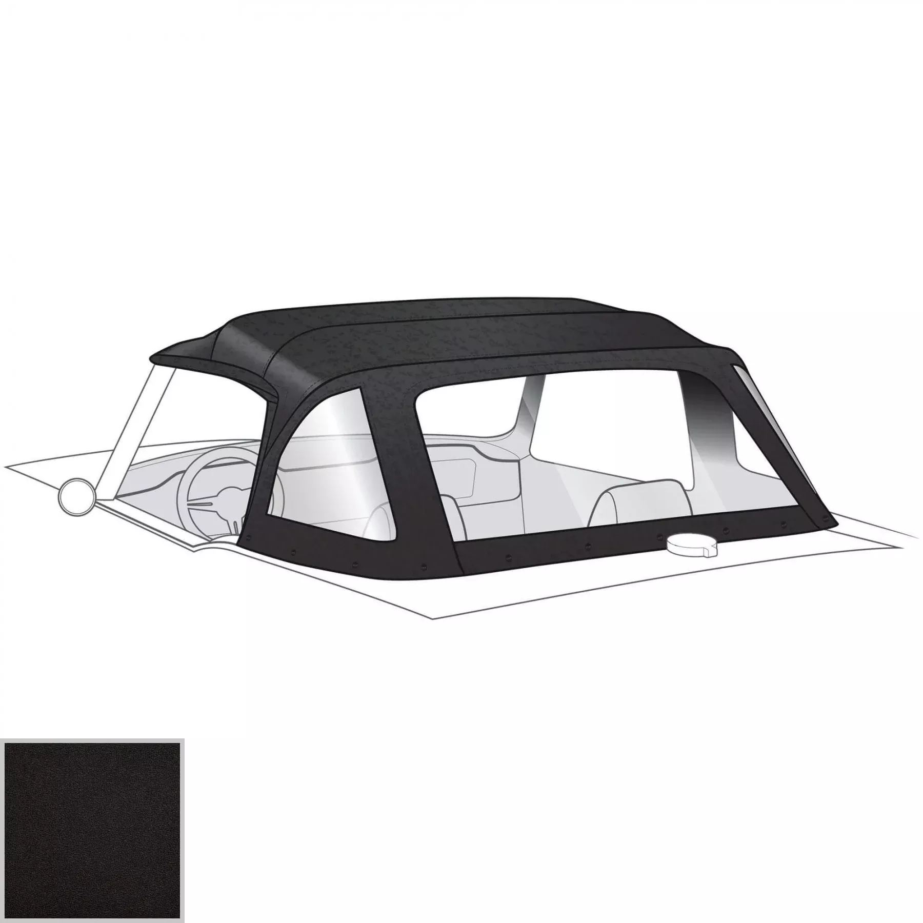 tr6-1282 Convertible Vinyl Top with zipper rear window made in the USA by EZ-ON
