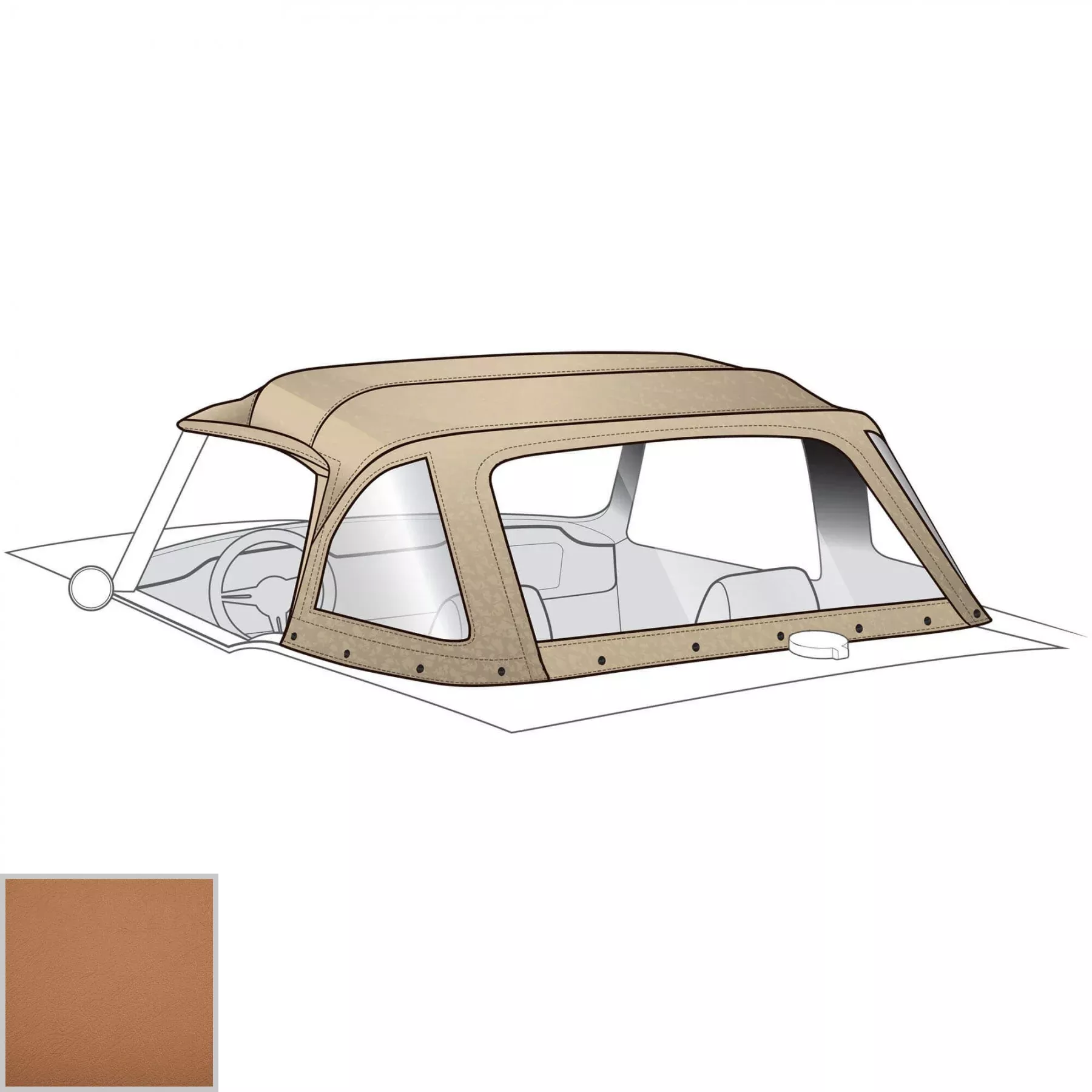 tr6-2207ASF Convertible Stay Fast Cloth Top with zipper rear window made by Robbins