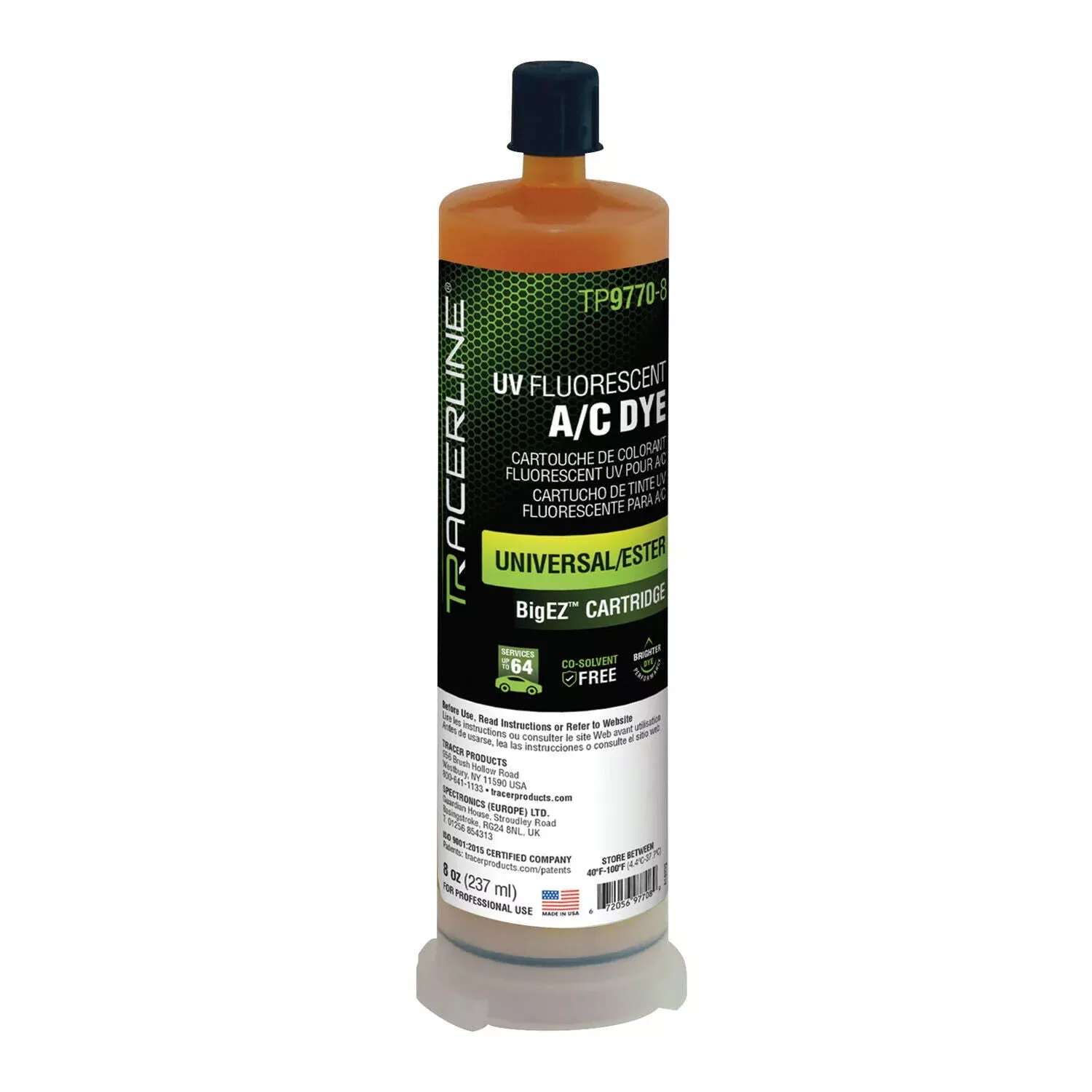 Tracerline TP9770-8 BigEZ Multi-Dose 8oz Universal/Ester A/C Dye Cartridge NEW!