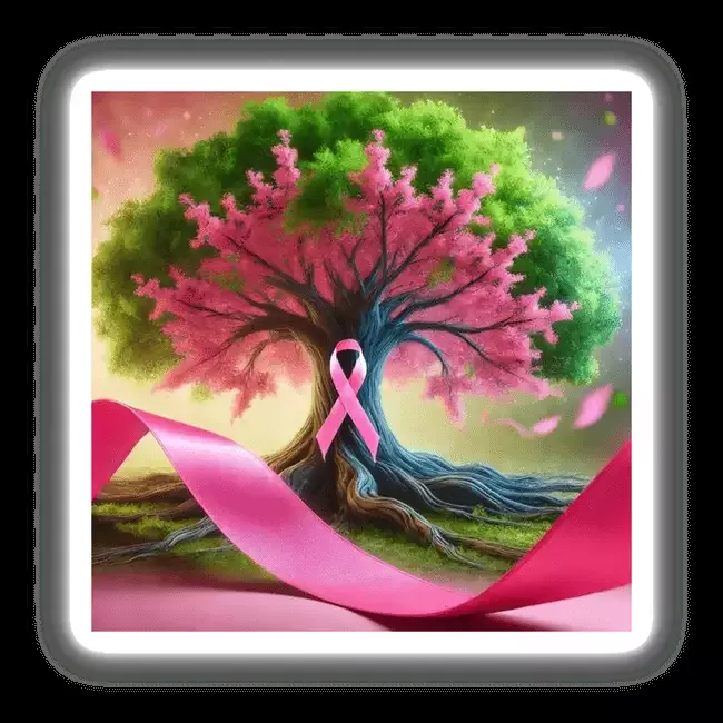 Tree of Life – Pink Ribbon as the Trunk of a Flourishing Tree
