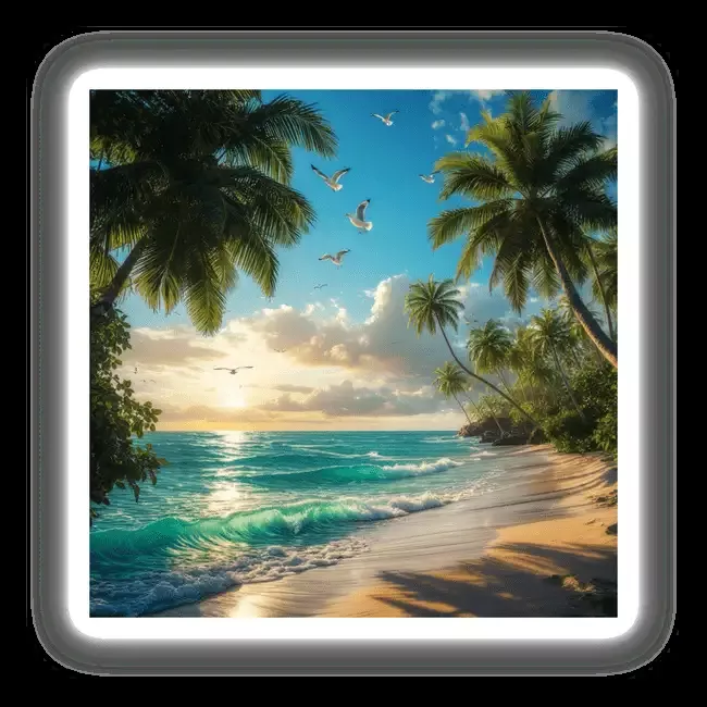 Tropical Breeze Seagulls Over Ocean Shore
