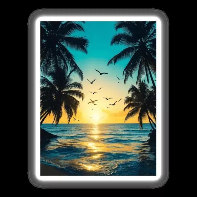 Tropical Twilight Seagulls Over Ocean Sunset