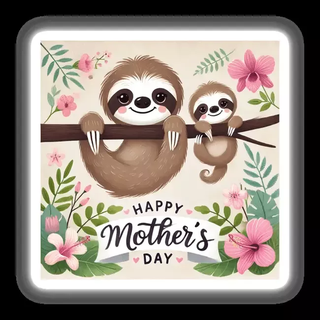 Two Sloths on Branch Happy Mothers Day