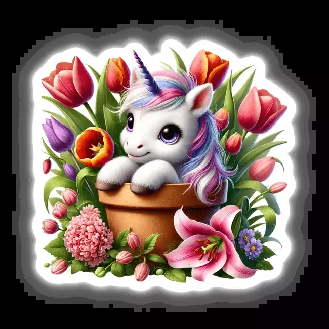 Unicorn Peeking Out of Flower Pot