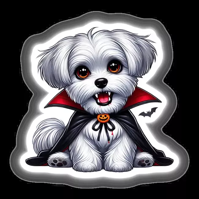 Vampire Maltese Dog with Fangs