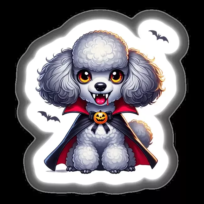 Vampire Poodle Dog with Fangs